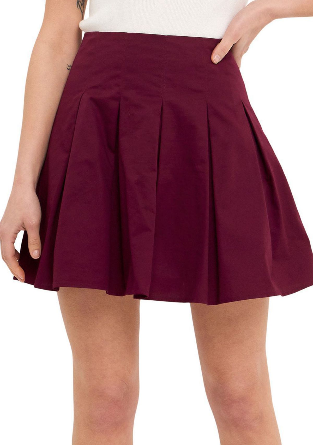 Pleated Waist Mini Skirt