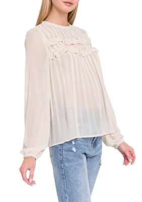 Lace Pleated Blouse