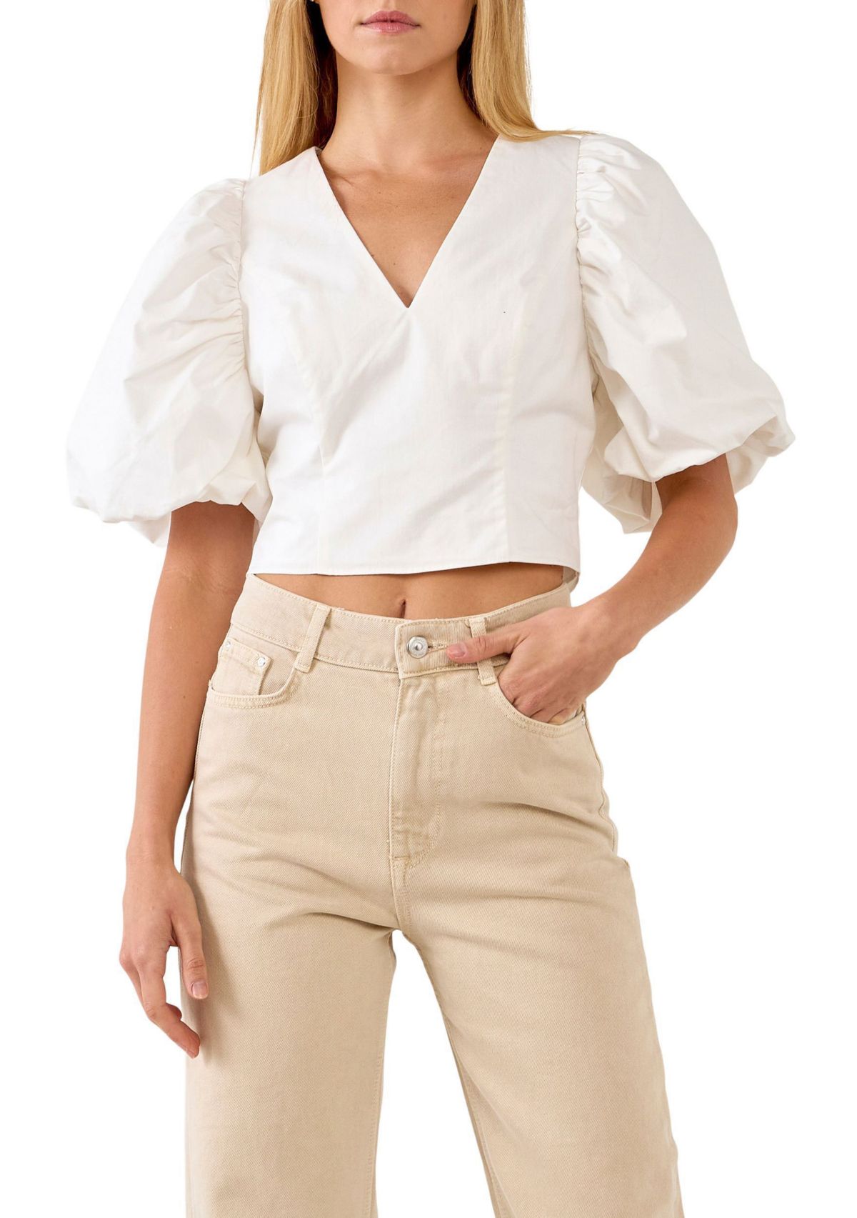 Puff Sleeve Crop Top