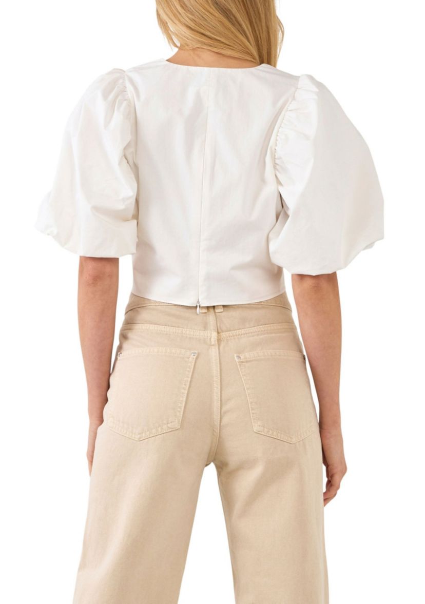 Puff Sleeve Crop Top