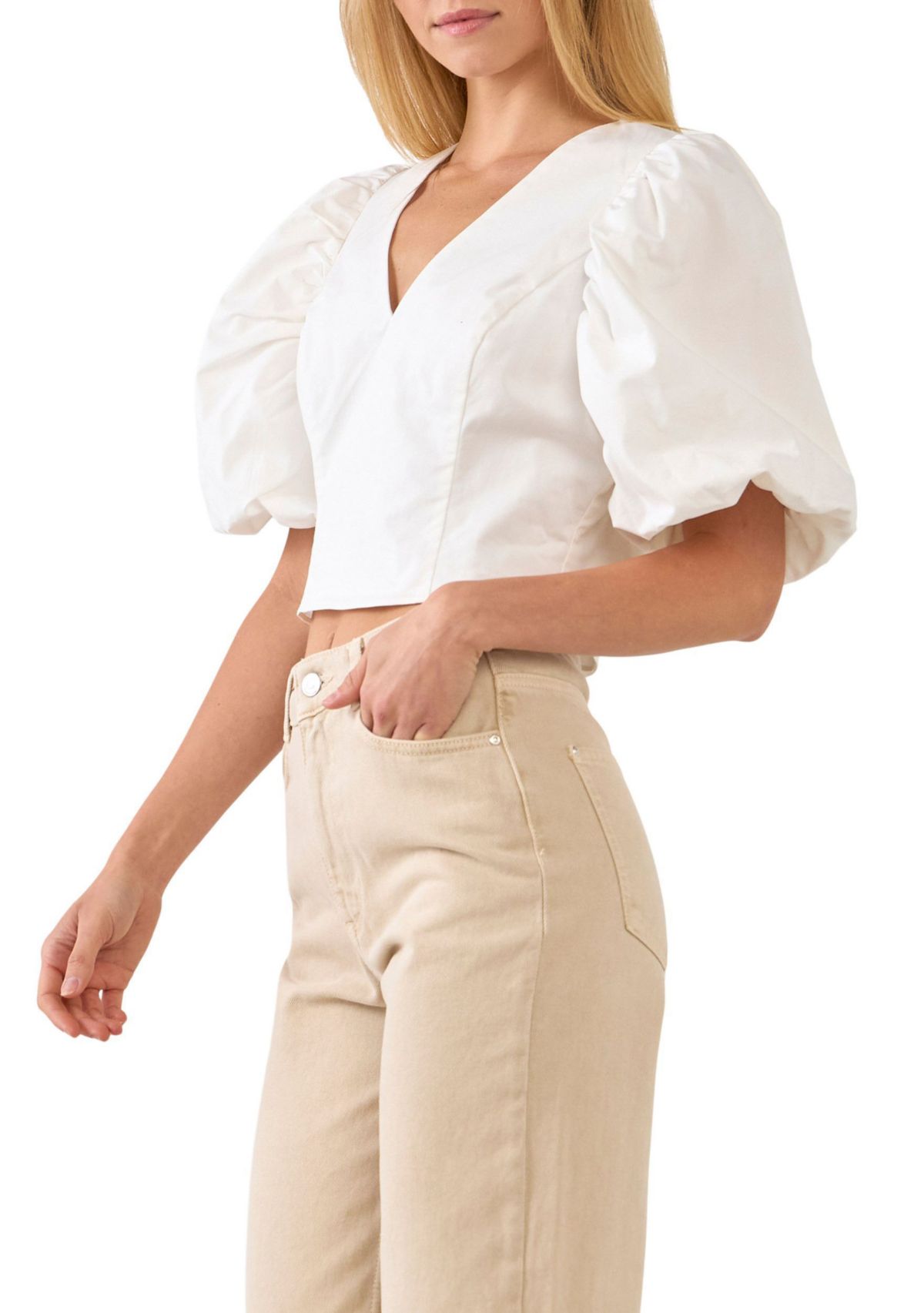 Puff Sleeve Crop Top