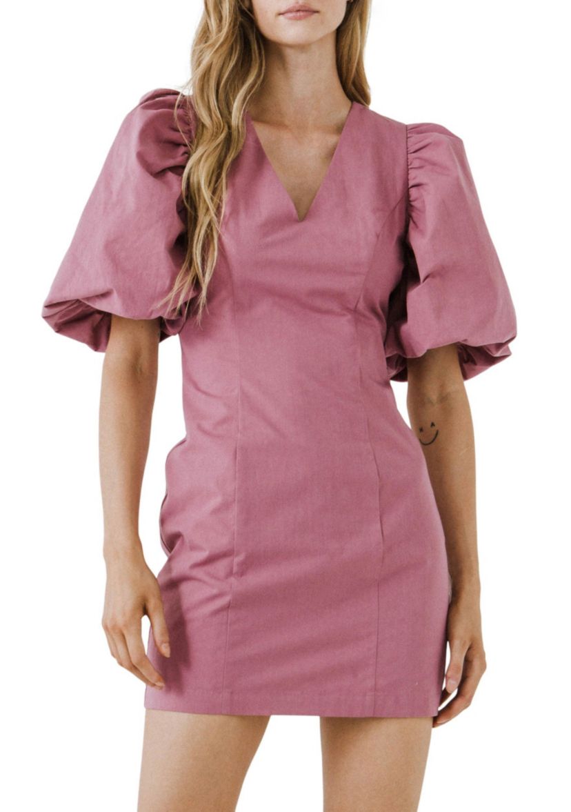 Puff Sleeve Mini Dress