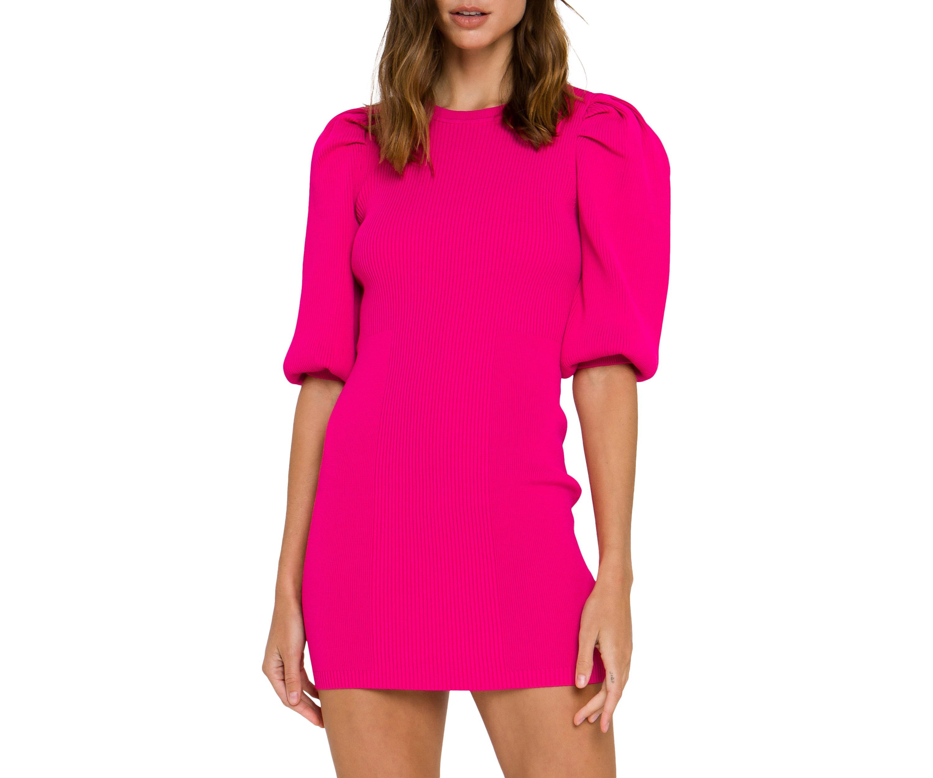 Womens 	  Puff Sleeve Knit Dress 