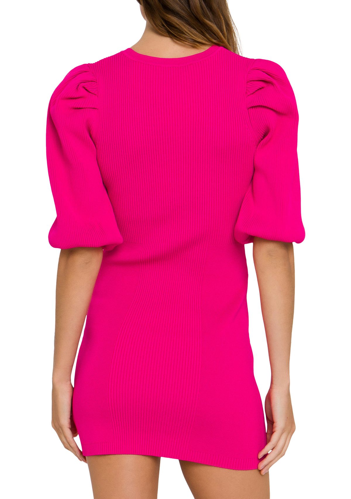 Womens 	  Puff Sleeve Knit Dress 