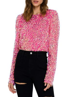 Endless Rose Women's Sequin Shoulder Pad Top | belk