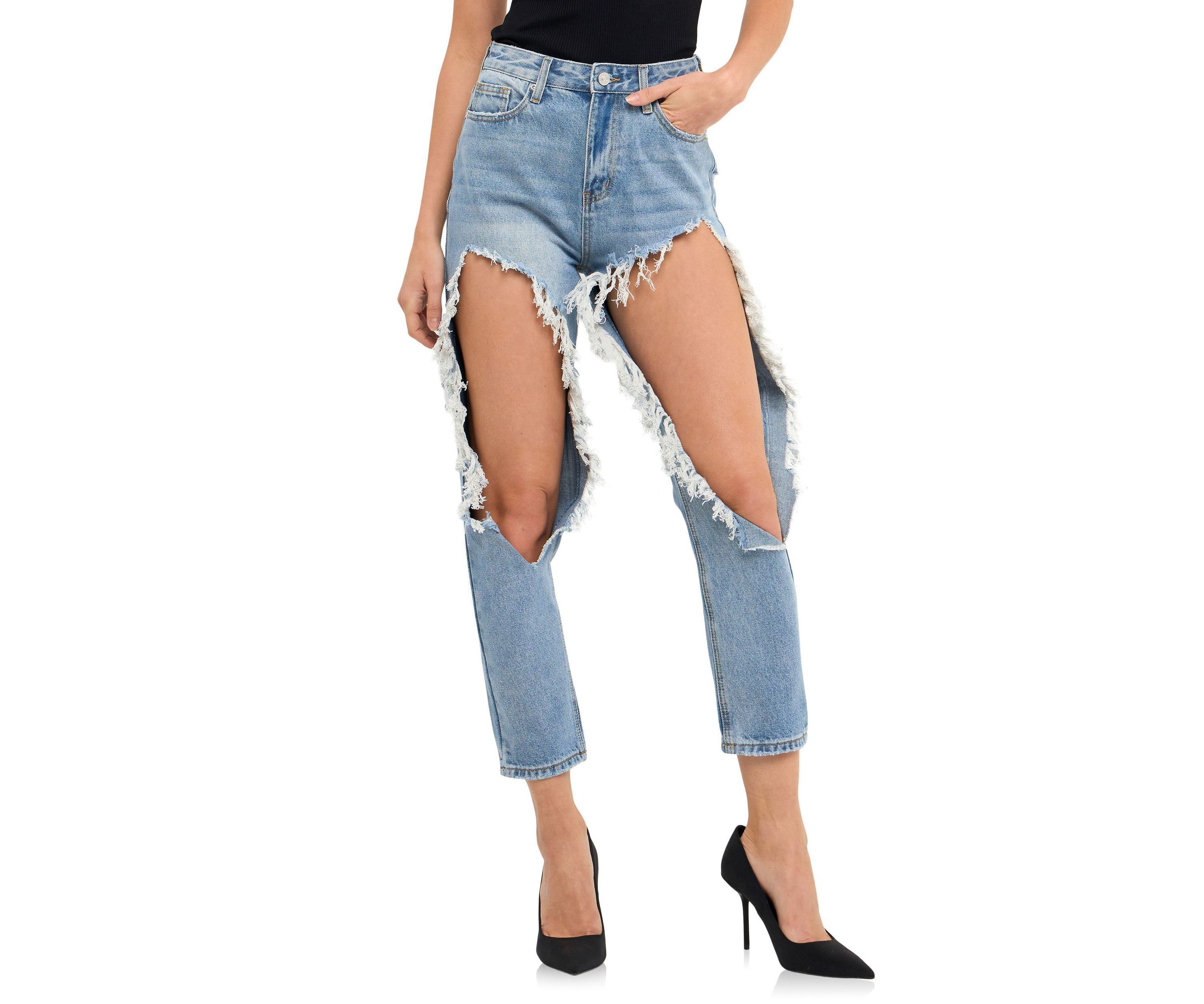 High Waist Destroyed Jeans