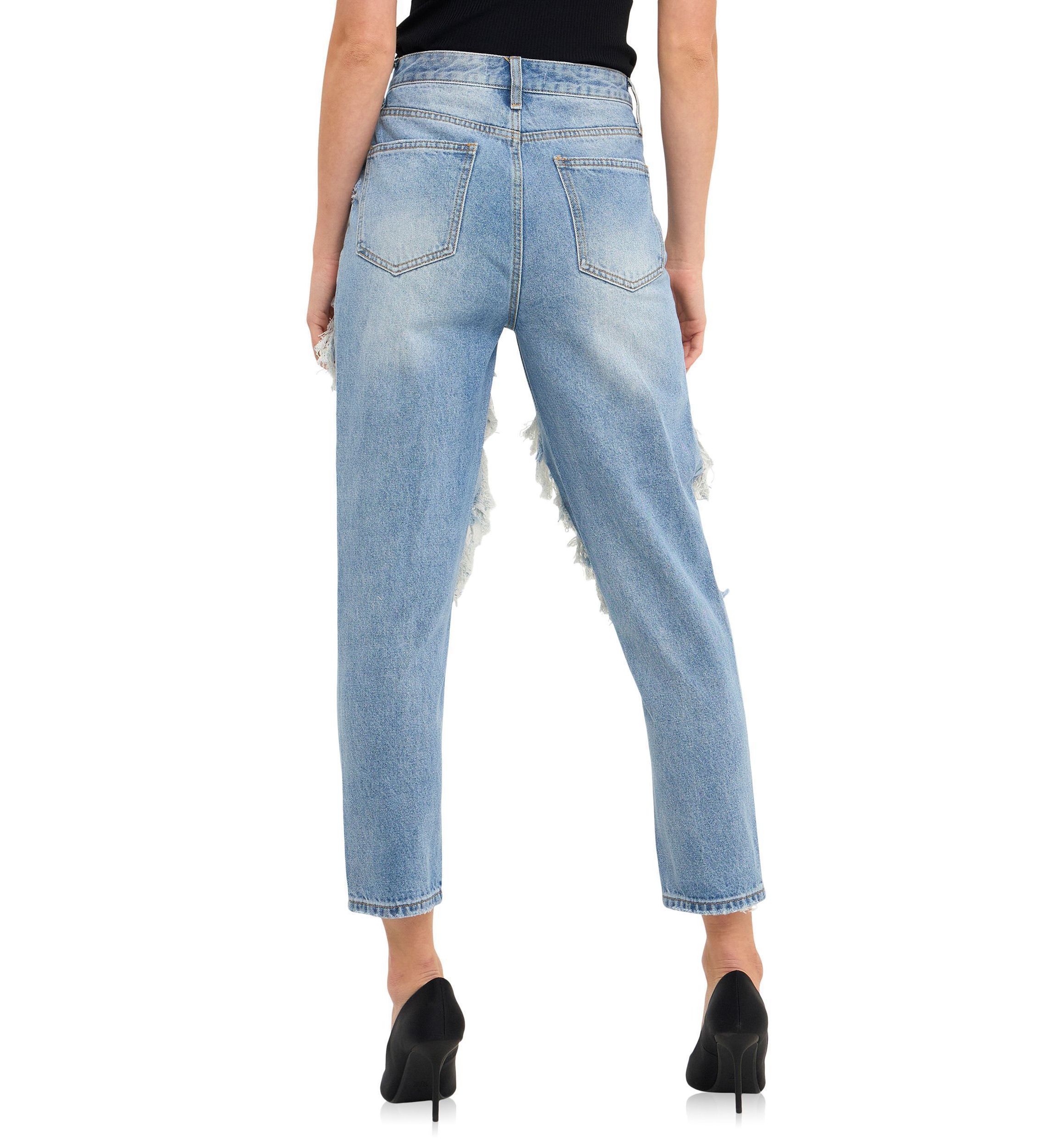 High Waist Destroyed Jeans