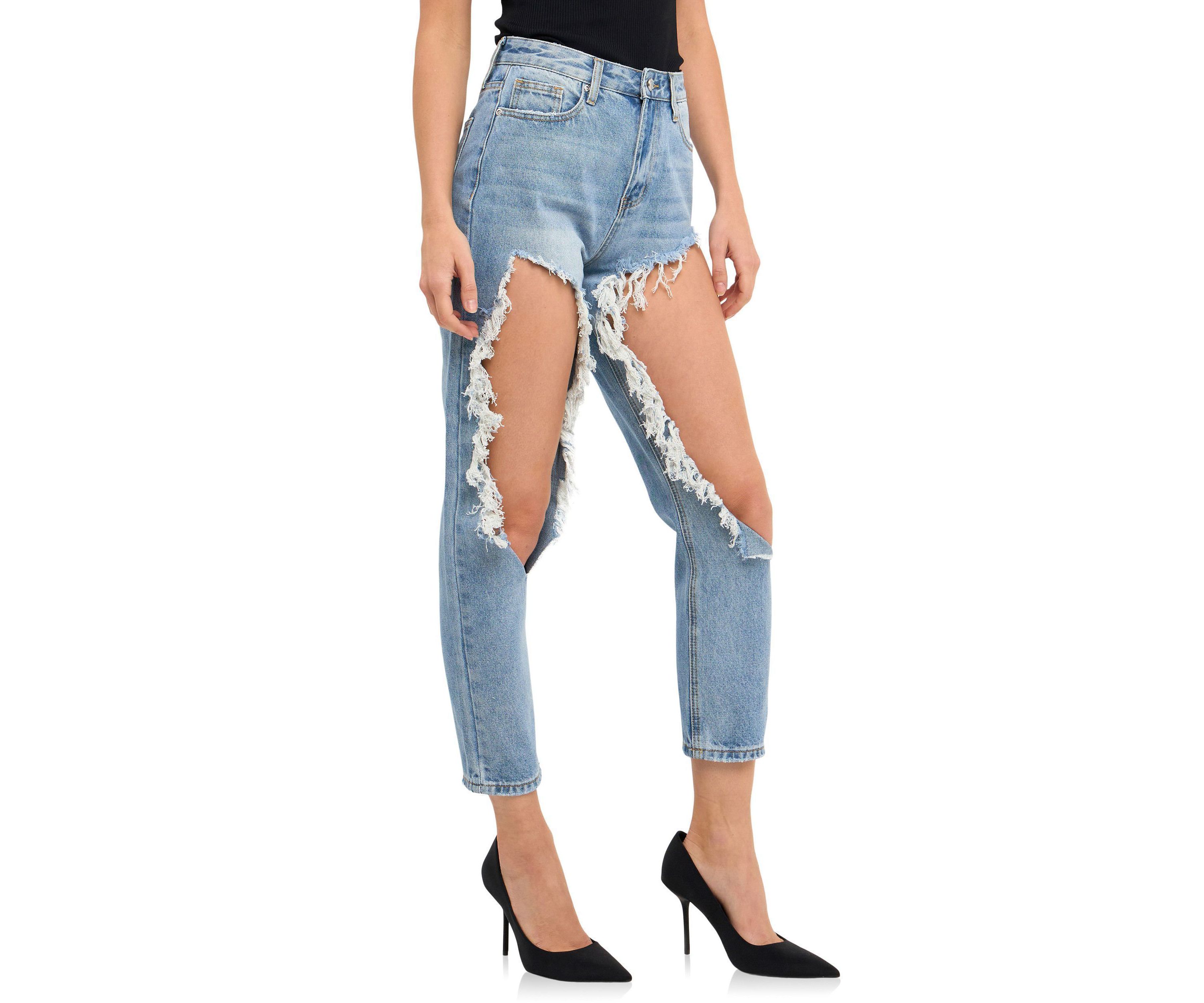 High Waist Destroyed Jeans