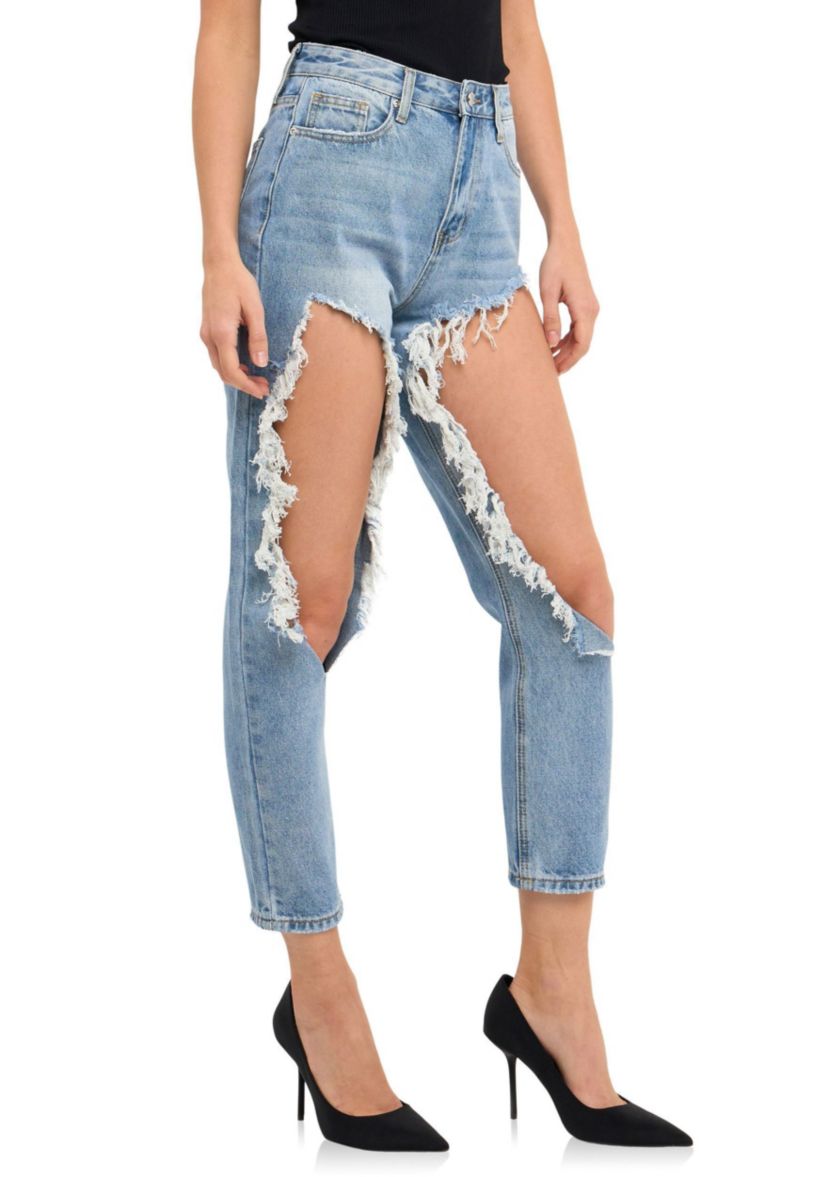 High Waist Destroyed Jeans