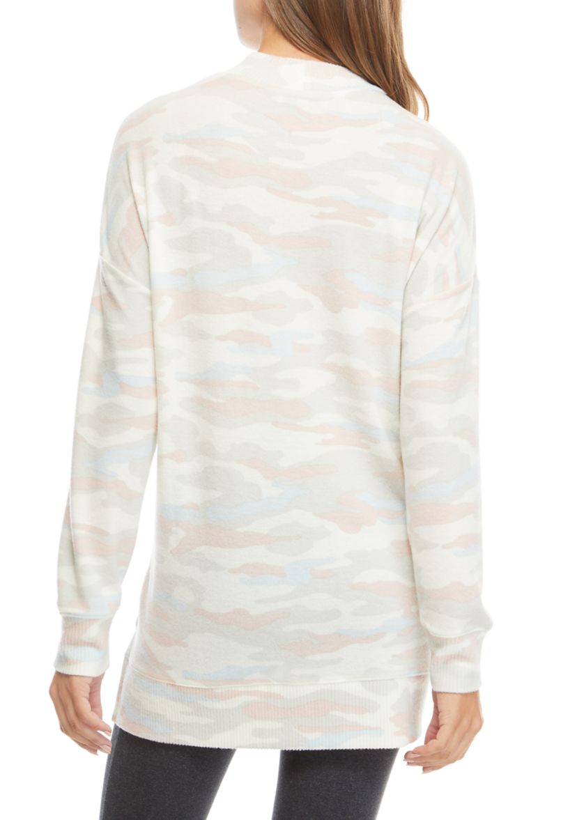 Studio Womens Long Sleeve Mock Neck Tunic Shirt 