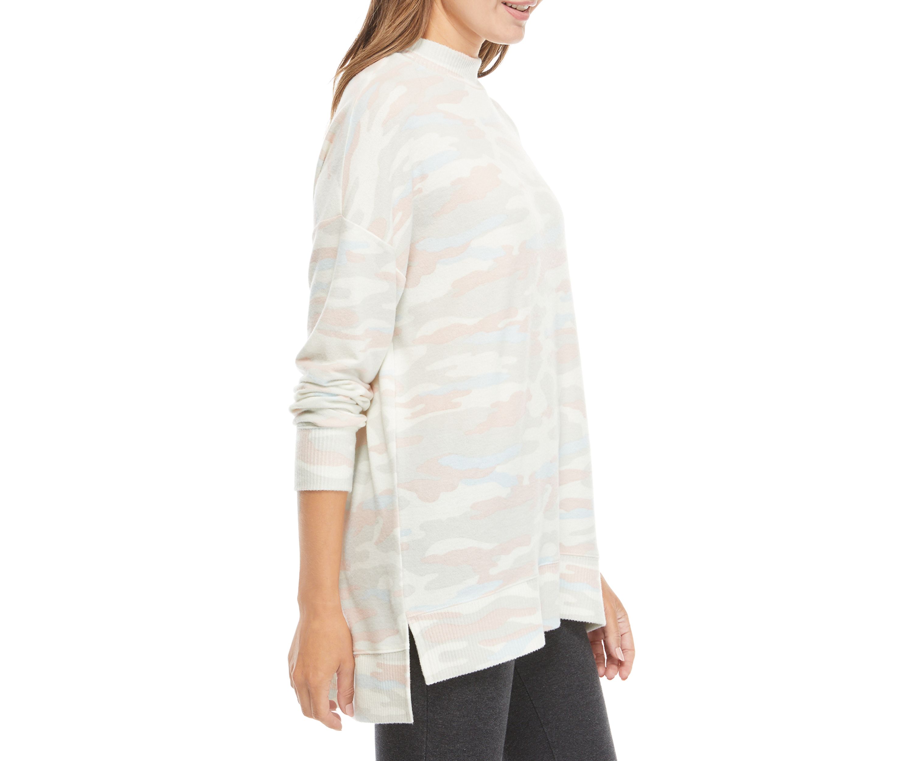 Studio Womens Long Sleeve Mock Neck Tunic Shirt 