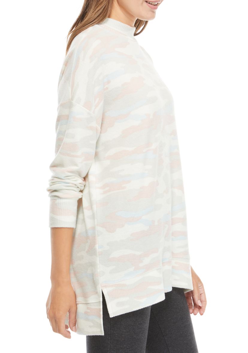 Studio Womens Long Sleeve Mock Neck Tunic Shirt 