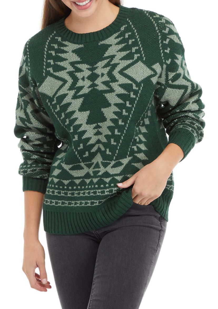 Womens Long Sleeve Printed Sweater 
