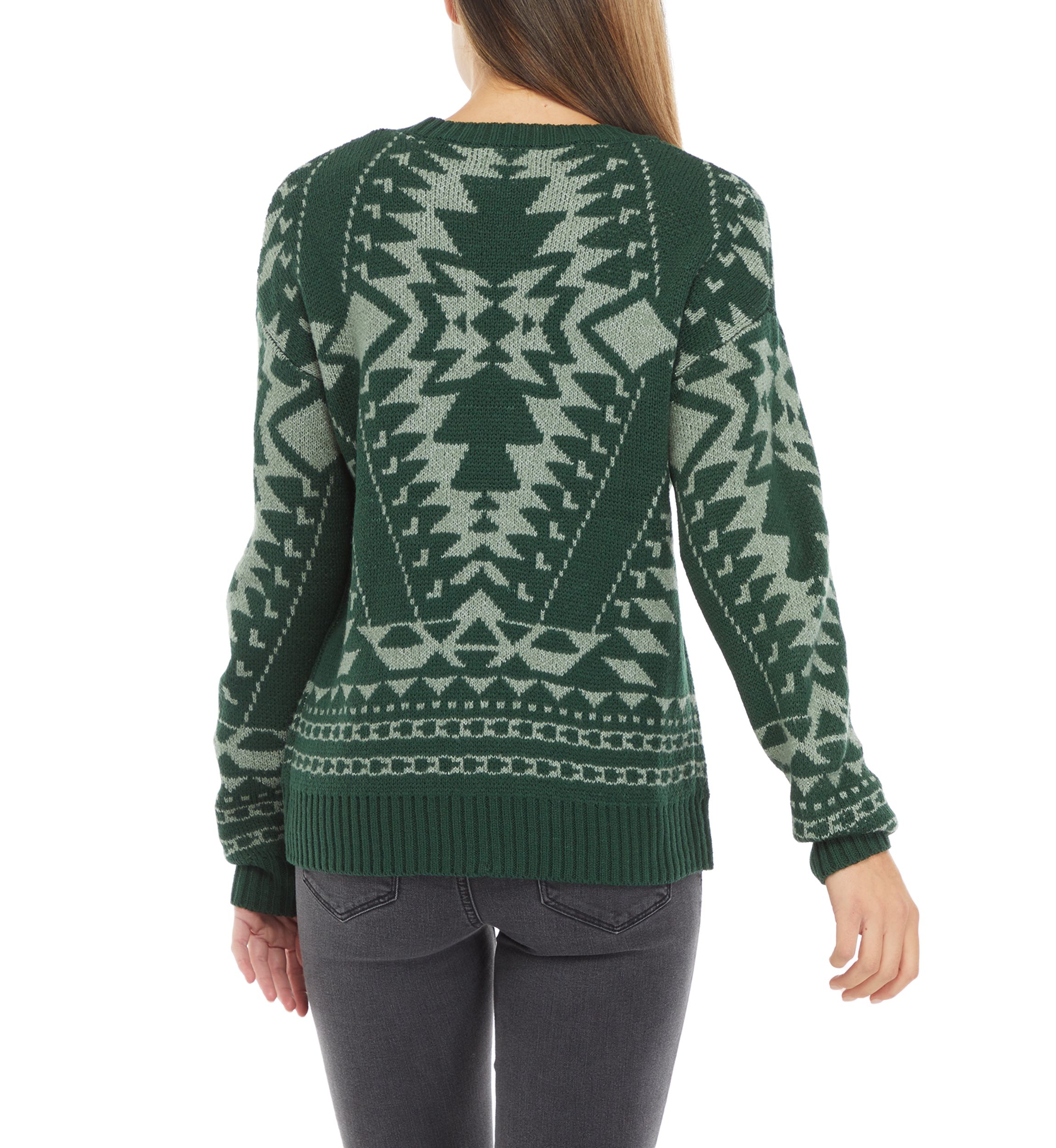 Womens Long Sleeve Printed Sweater 