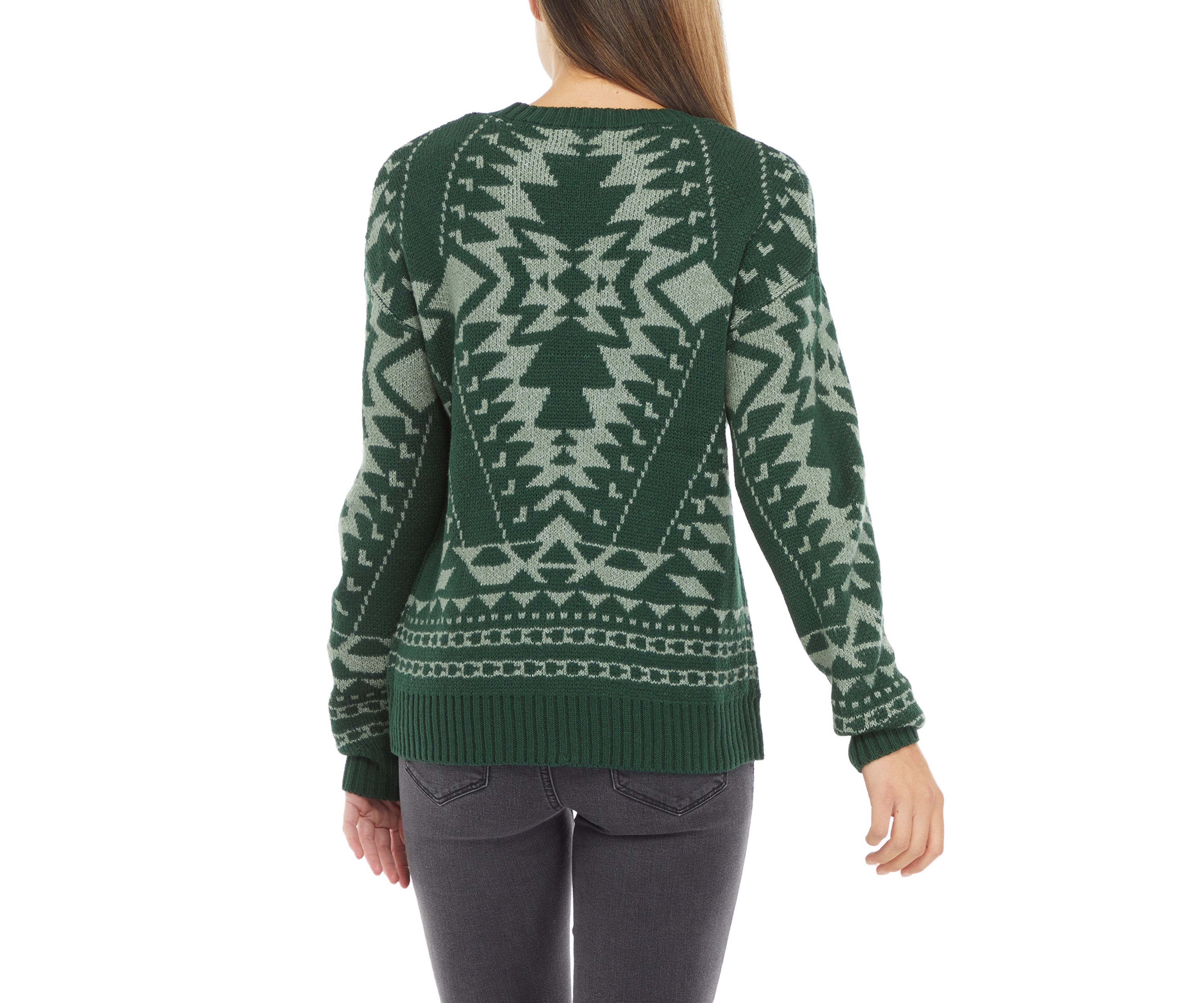 Womens Long Sleeve Printed Sweater 