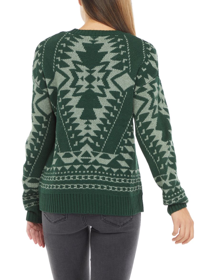 Womens Long Sleeve Printed Sweater 
