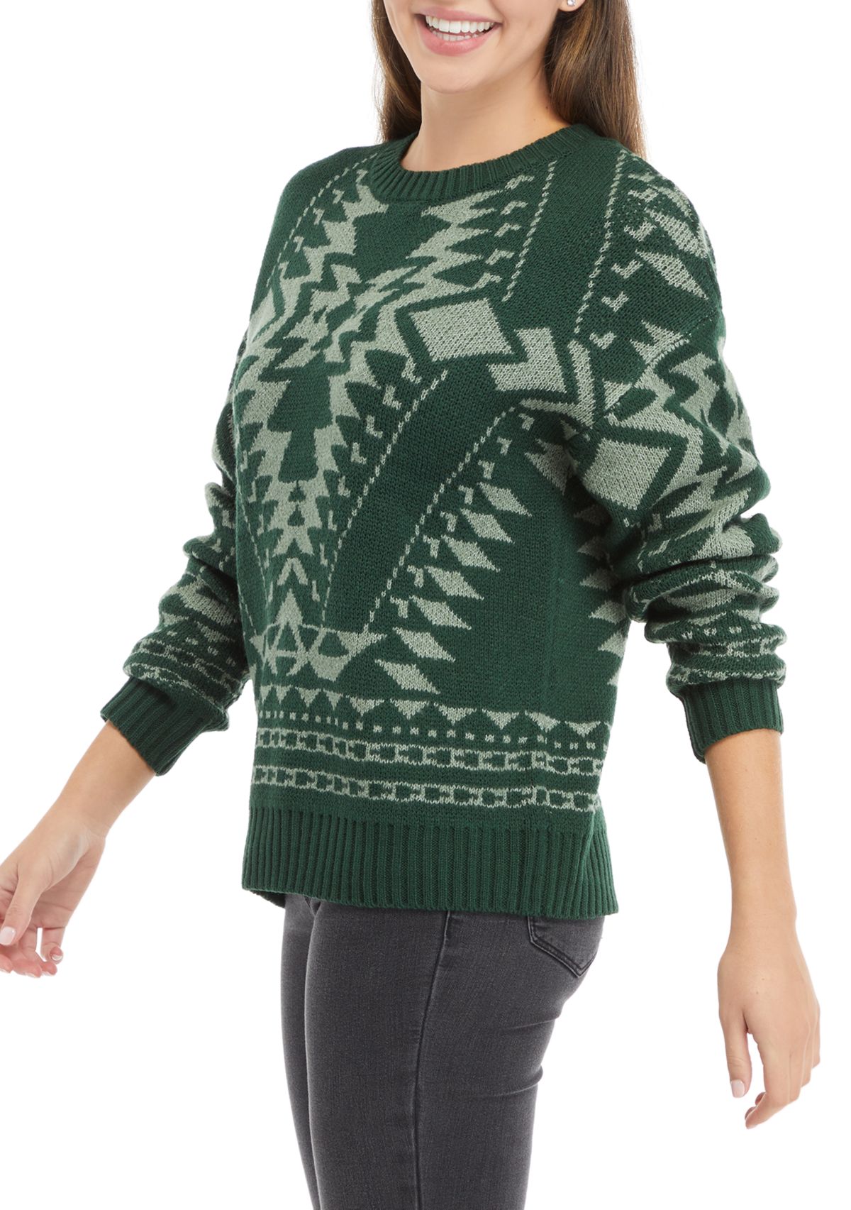 Womens Long Sleeve Printed Sweater 