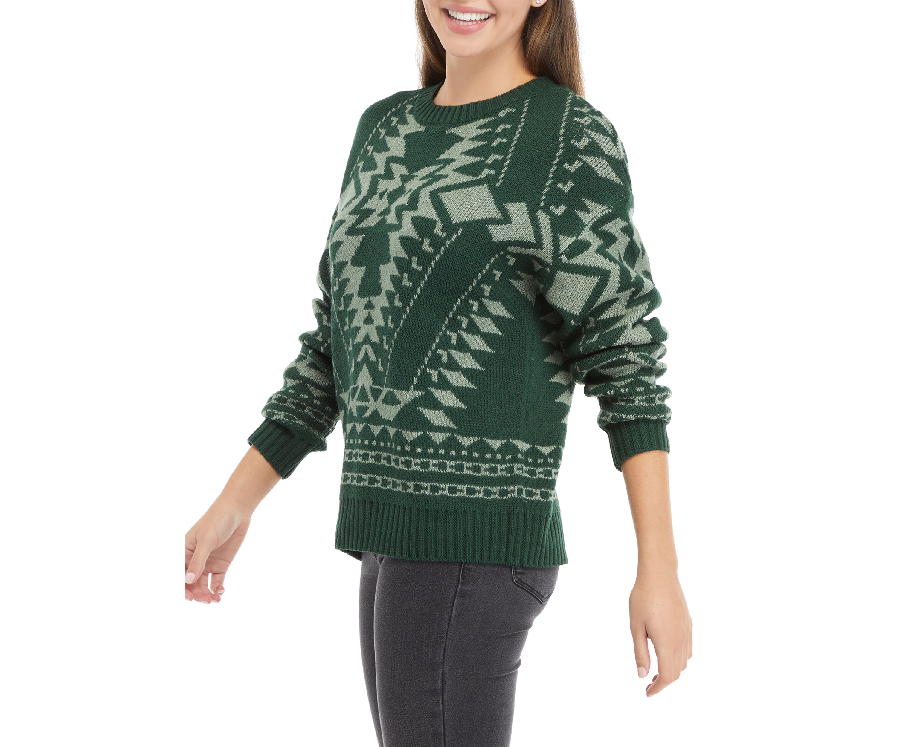 Womens Long Sleeve Printed Sweater 