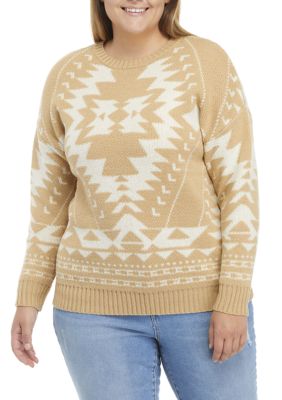 Wonderly Women's Plus Size Tribal Crew Sweater, 4X