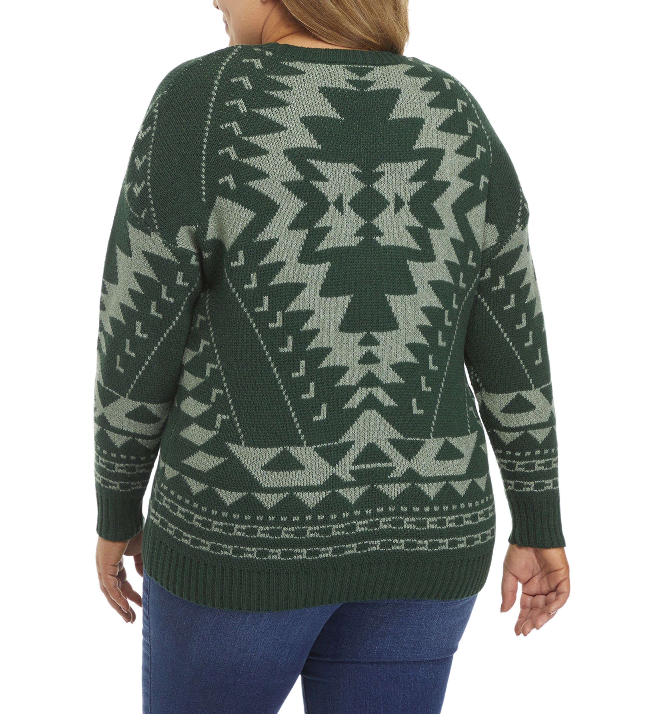 Plus Size Tribal Crew Sweater