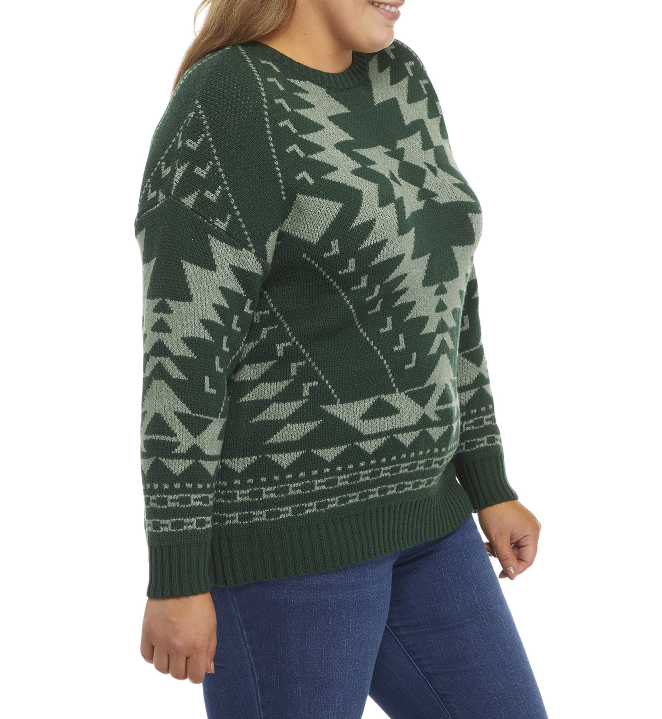 Plus Size Tribal Crew Sweater