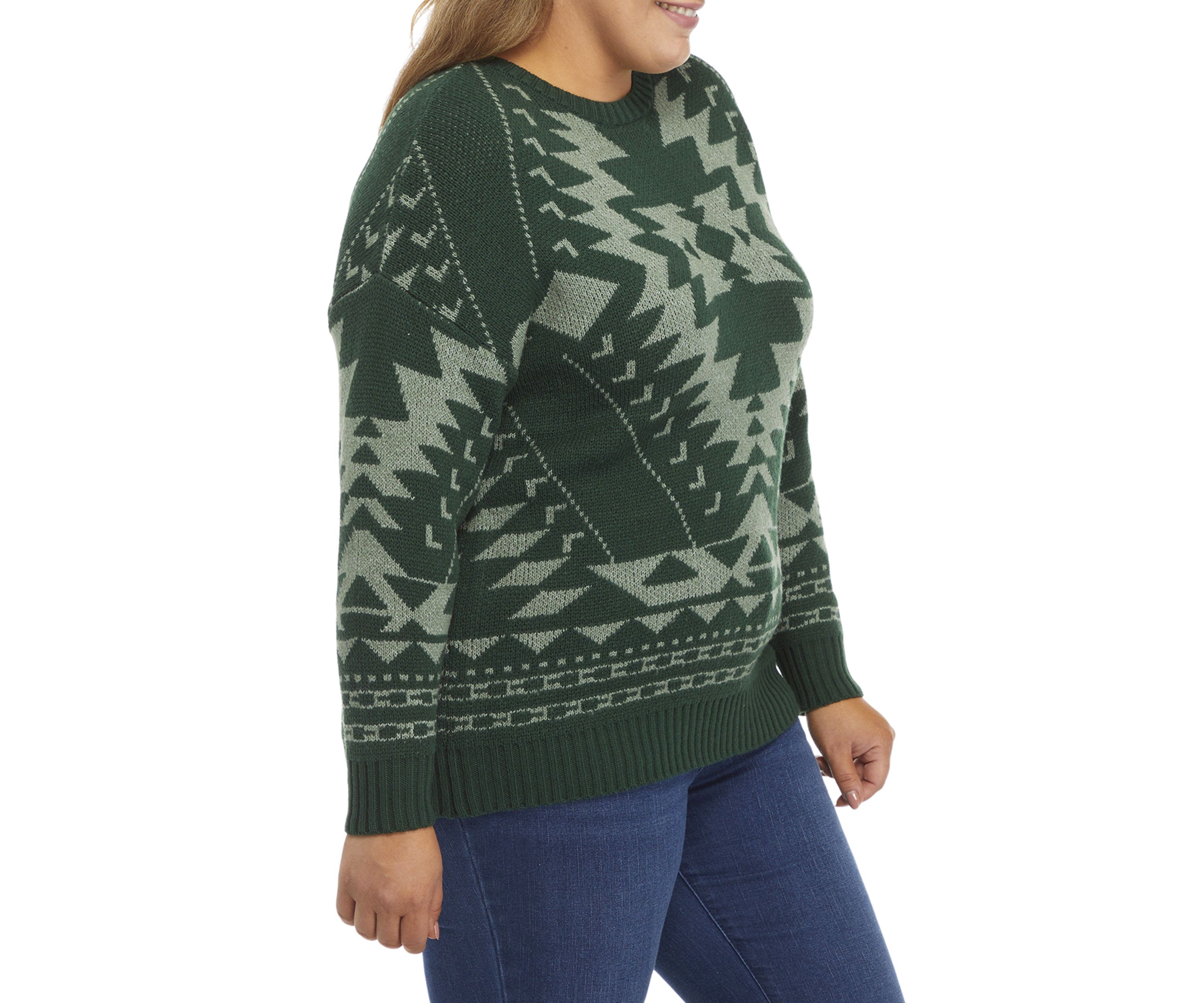 Plus Size Tribal Crew Sweater