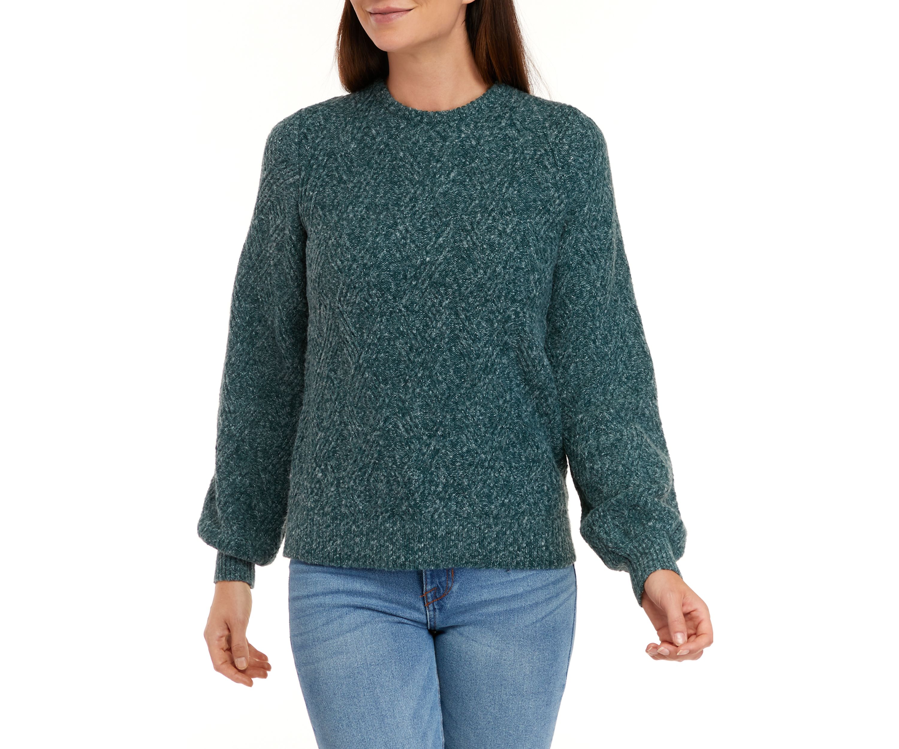 Womens Long Sleeve Chevron Stitch Pullover Sweater