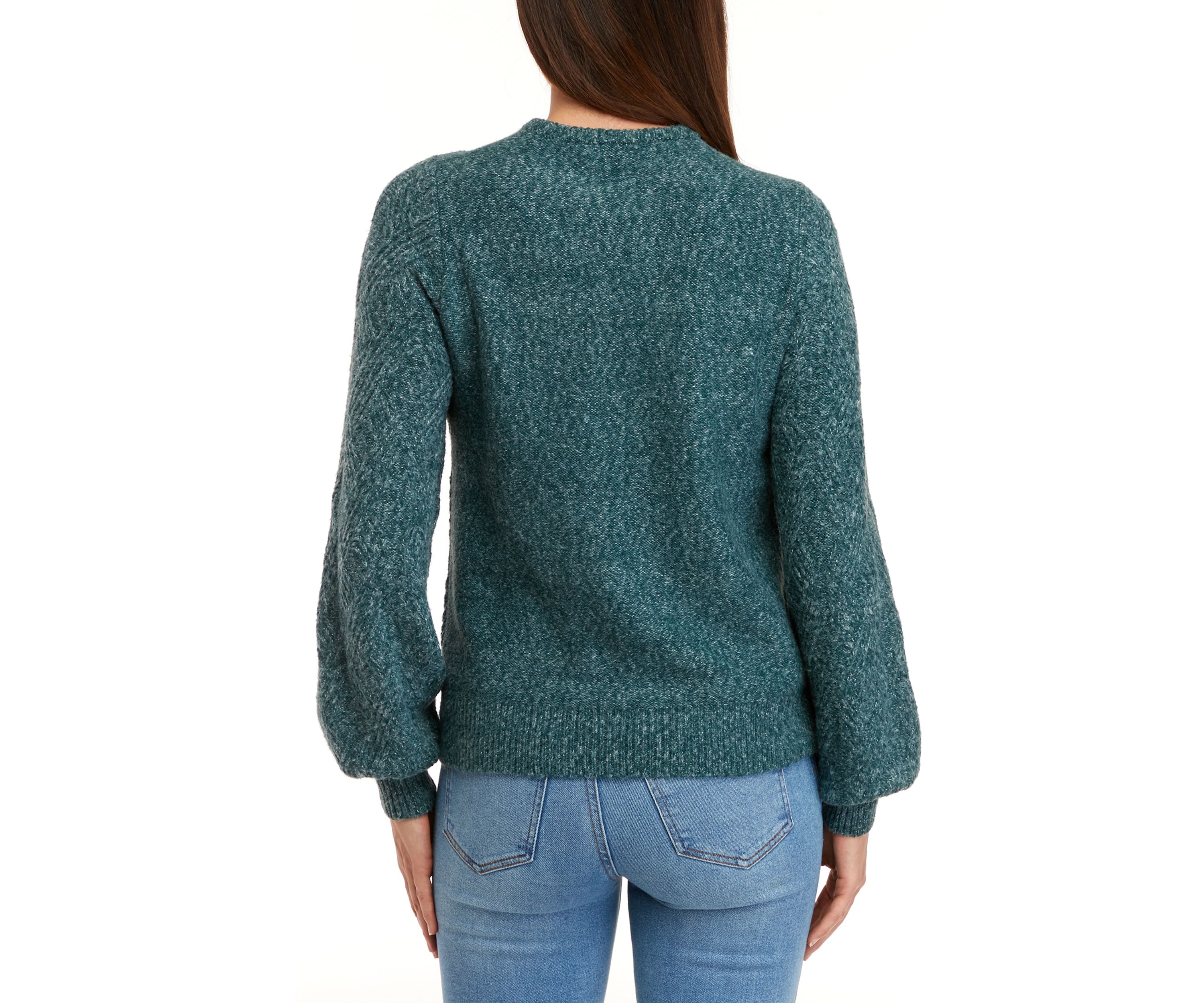 Womens Long Sleeve Chevron Stitch Pullover Sweater