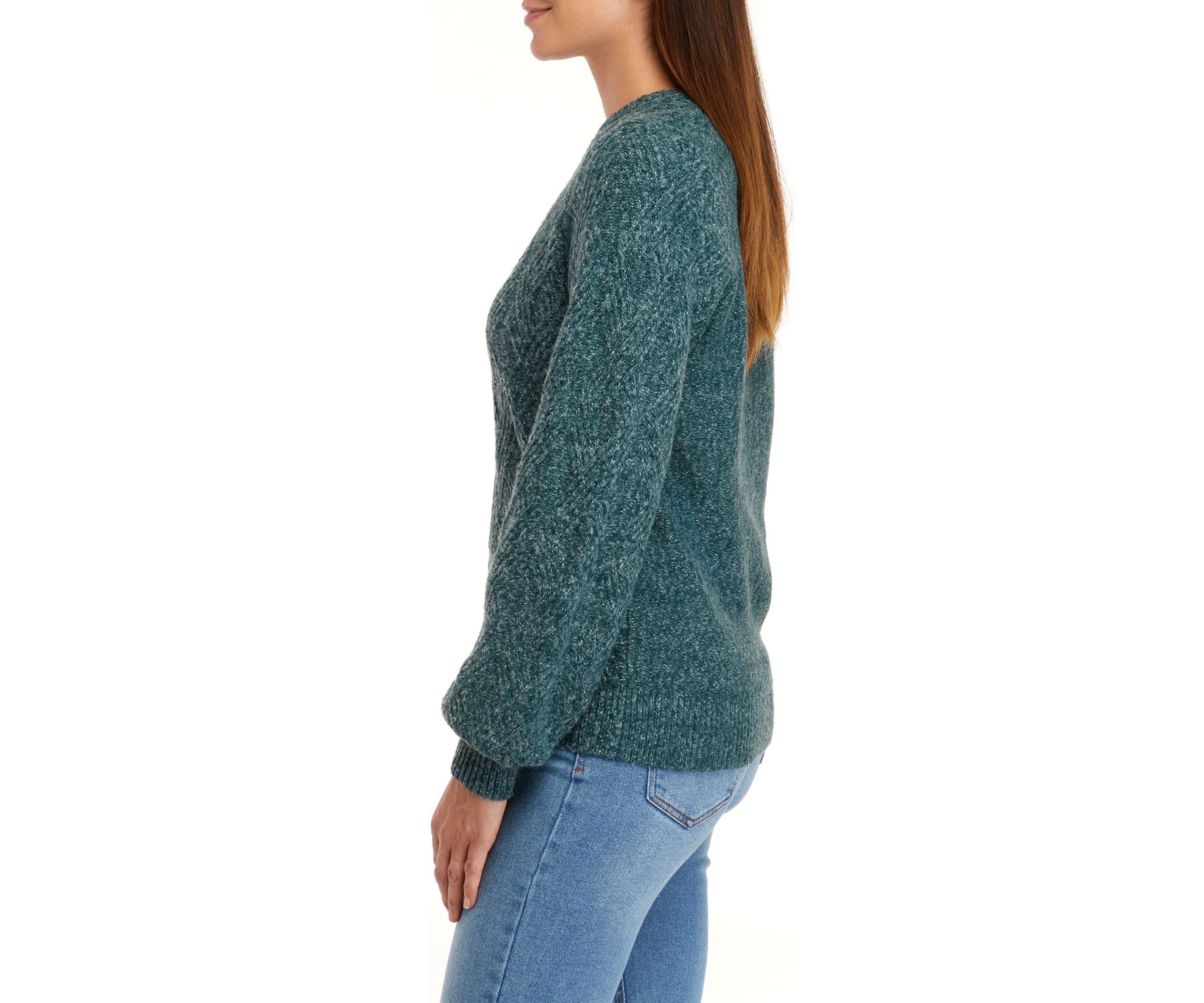 Womens Long Sleeve Chevron Stitch Pullover Sweater