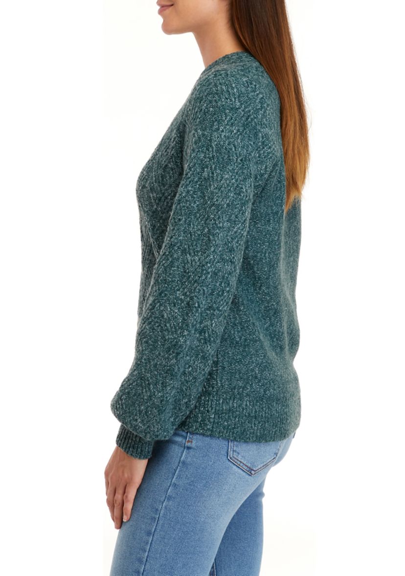 Womens Long Sleeve Chevron Stitch Pullover Sweater
