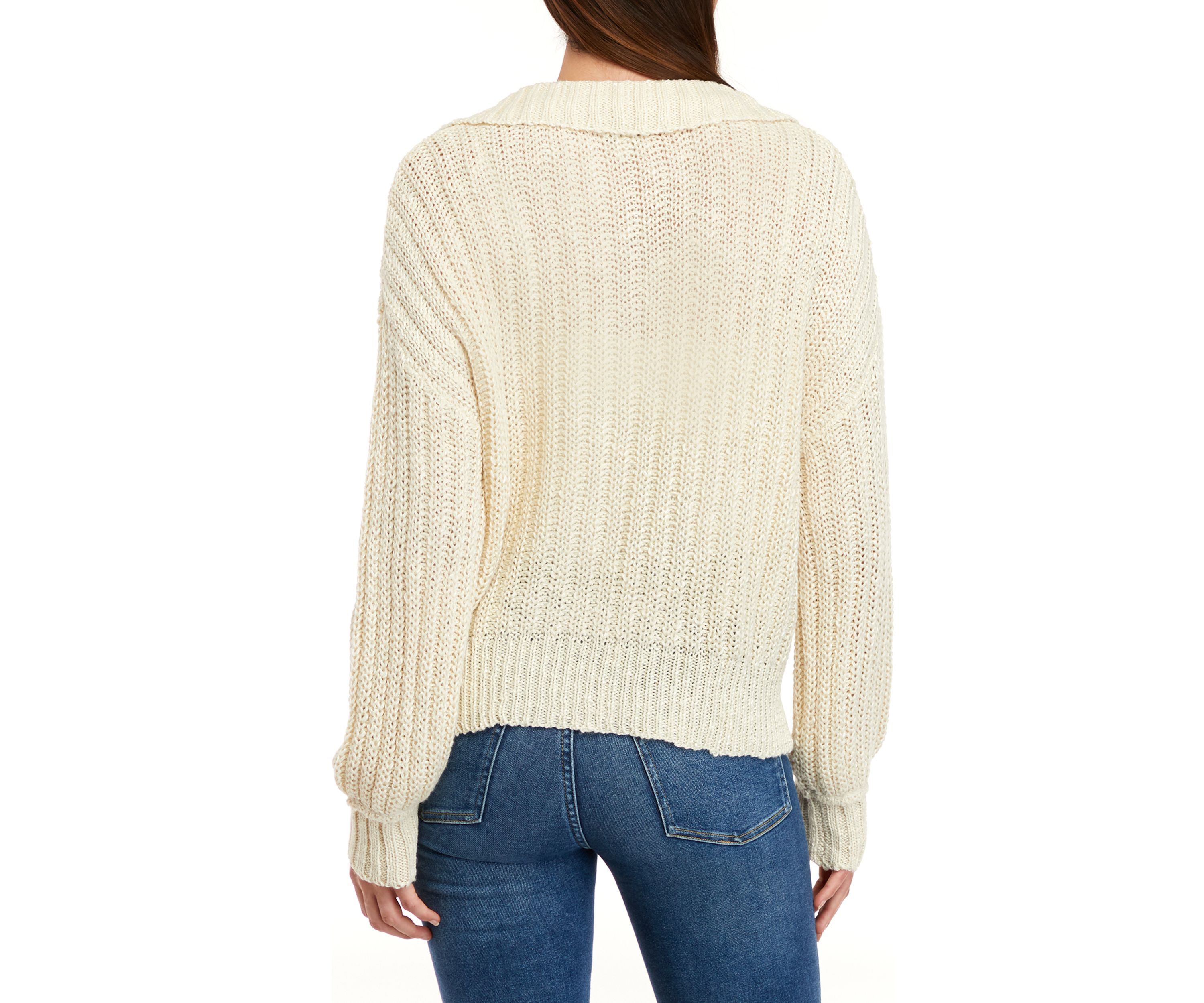 Womens Long Sleeve Collared Ribbed Sweater