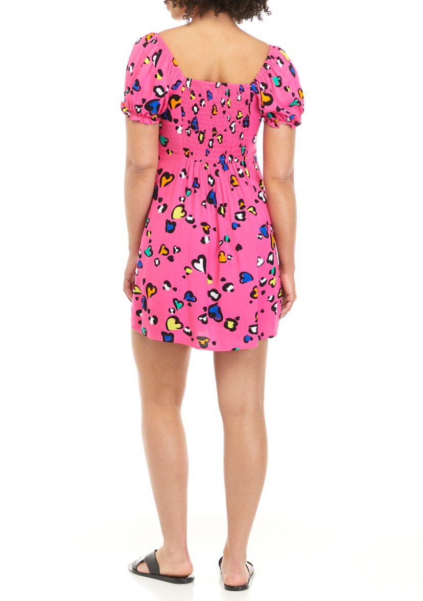 Juniors Puff Sleeve Peasant Dress 