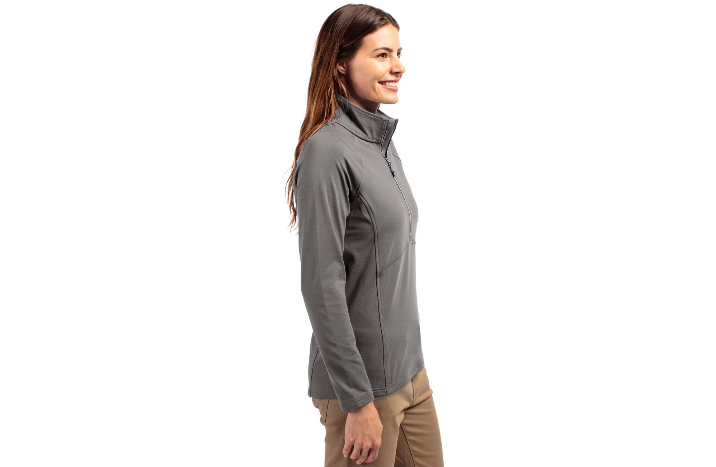 Cutter & Buck Adapt Eco Knit Stretch Recycled Womens Half Zip Pullover