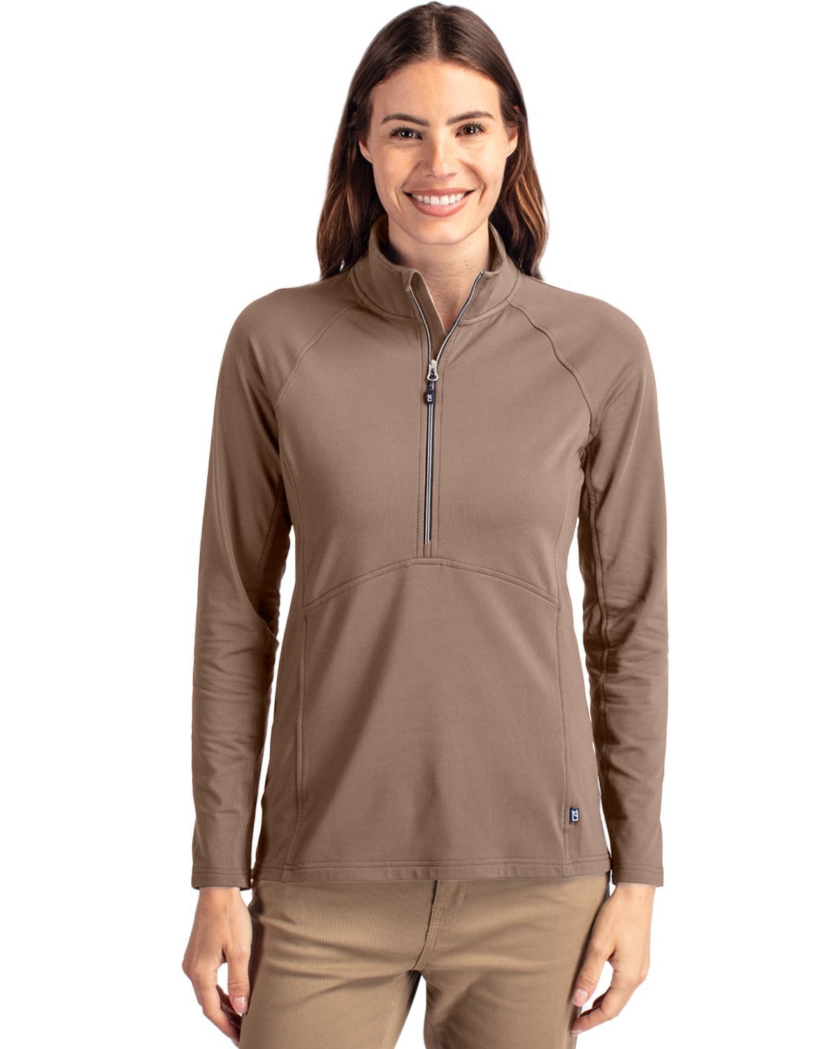 Cutter & Buck Adapt Eco Knit Stretch Recycled Womens Half Zip Pullover