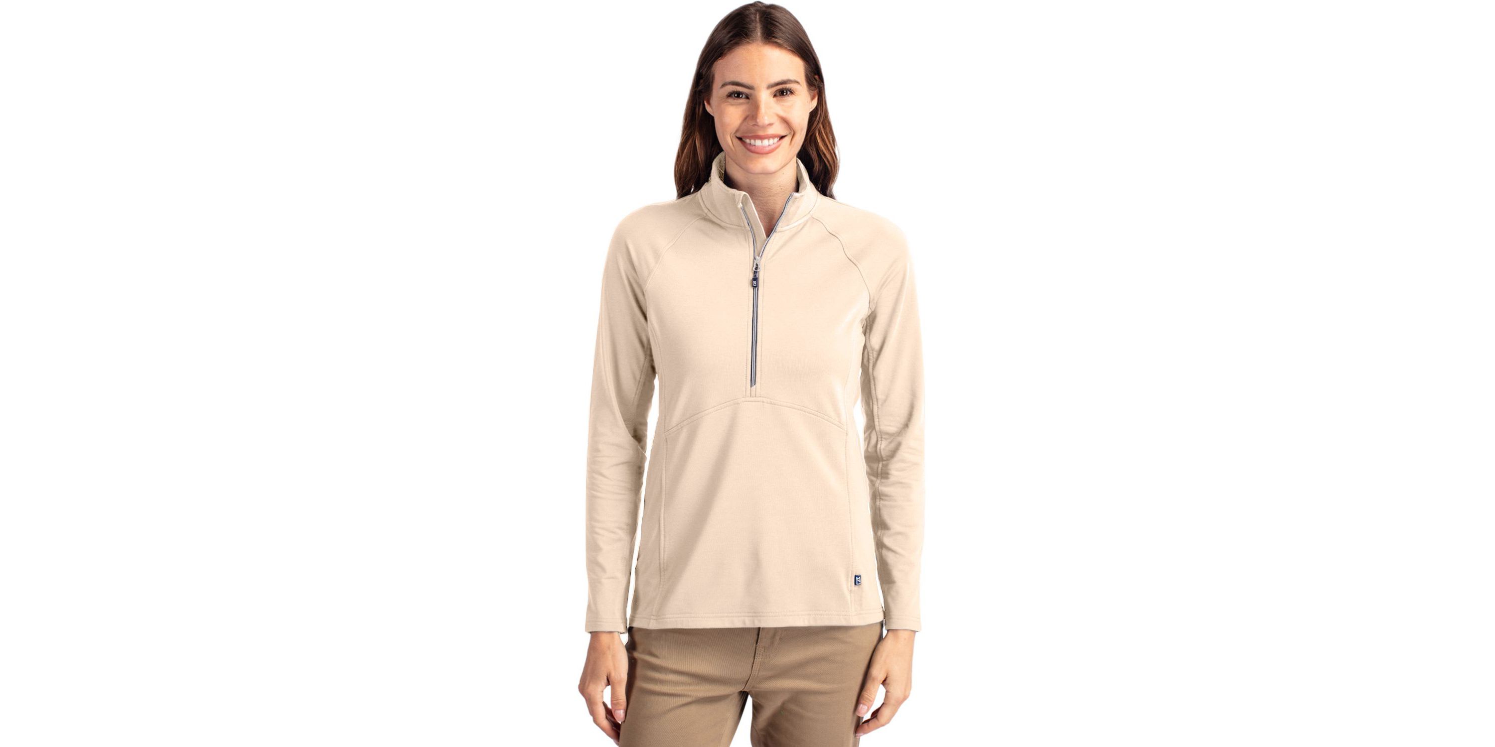 Cutter & Buck Adapt Eco Knit Stretch Recycled Womens Half Zip Pullover