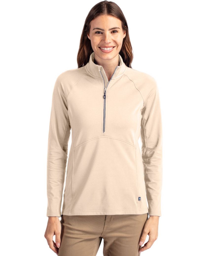 Cutter & Buck Adapt Eco Knit Stretch Recycled Womens Half Zip Pullover