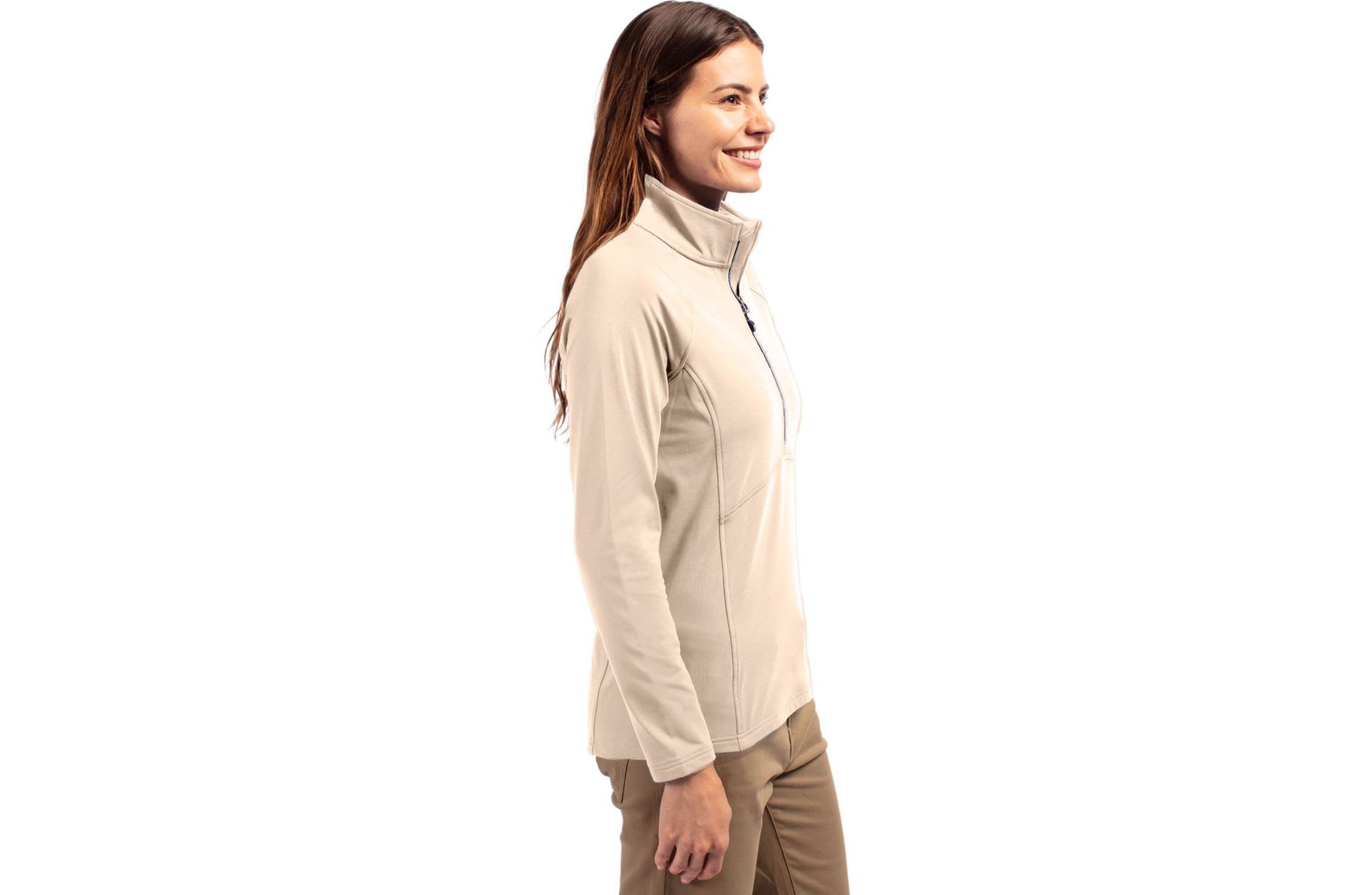 Cutter & Buck Adapt Eco Knit Stretch Recycled Womens Half Zip Pullover