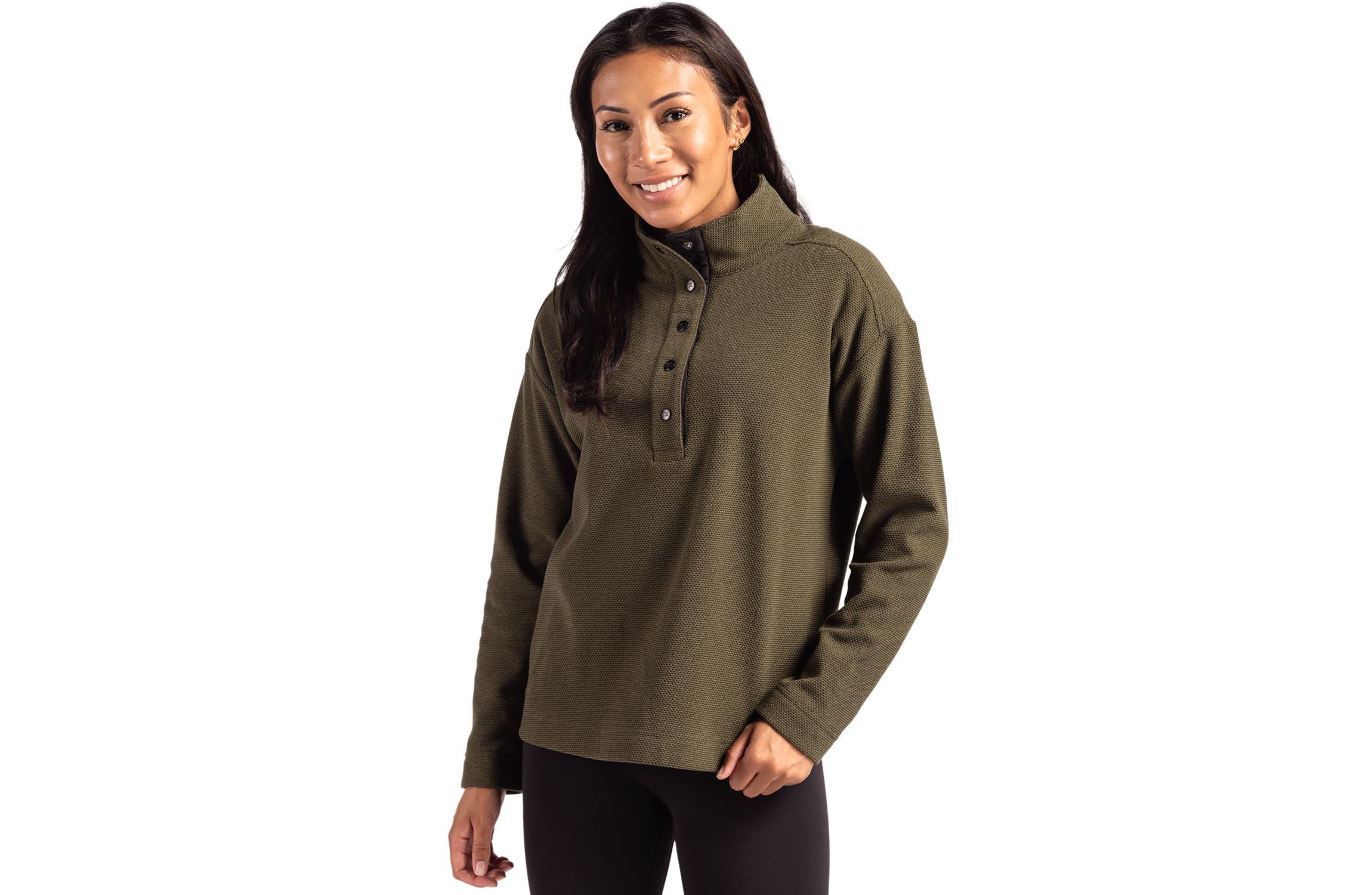 Cutter & Buck Hunts Point Eco Textured Fleece Recycled Womens Snap Pullover