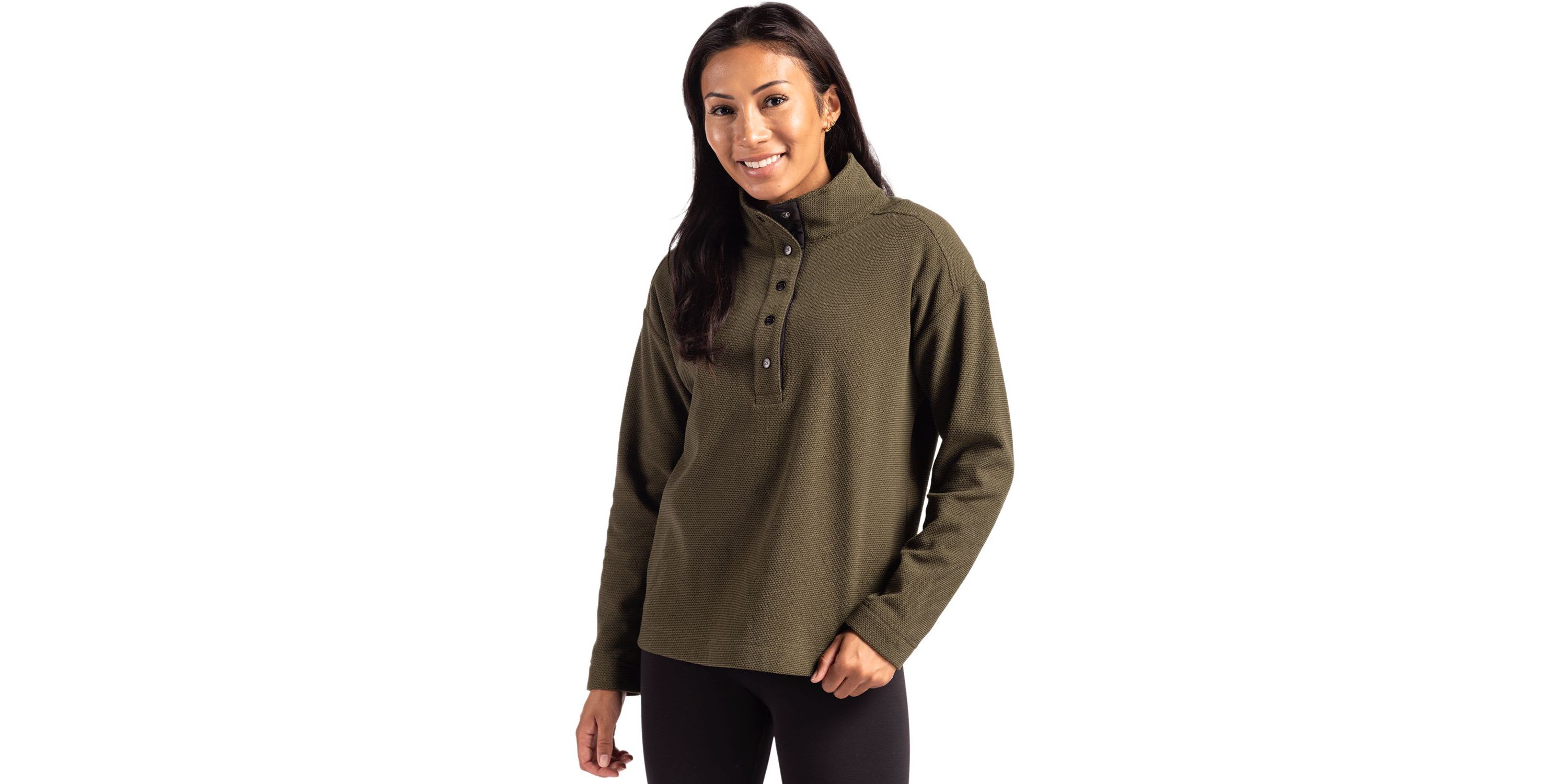 Cutter & Buck Hunts Point Eco Textured Fleece Recycled Womens Snap Pullover