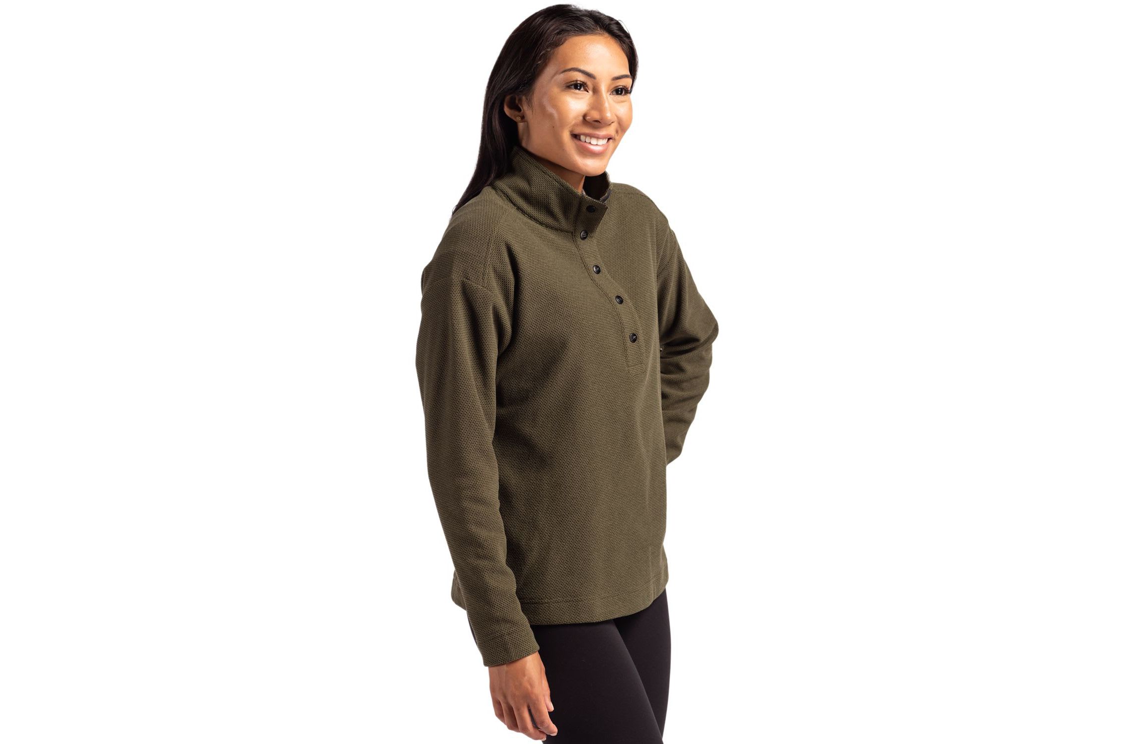 Cutter & Buck Hunts Point Eco Textured Fleece Recycled Womens Snap Pullover