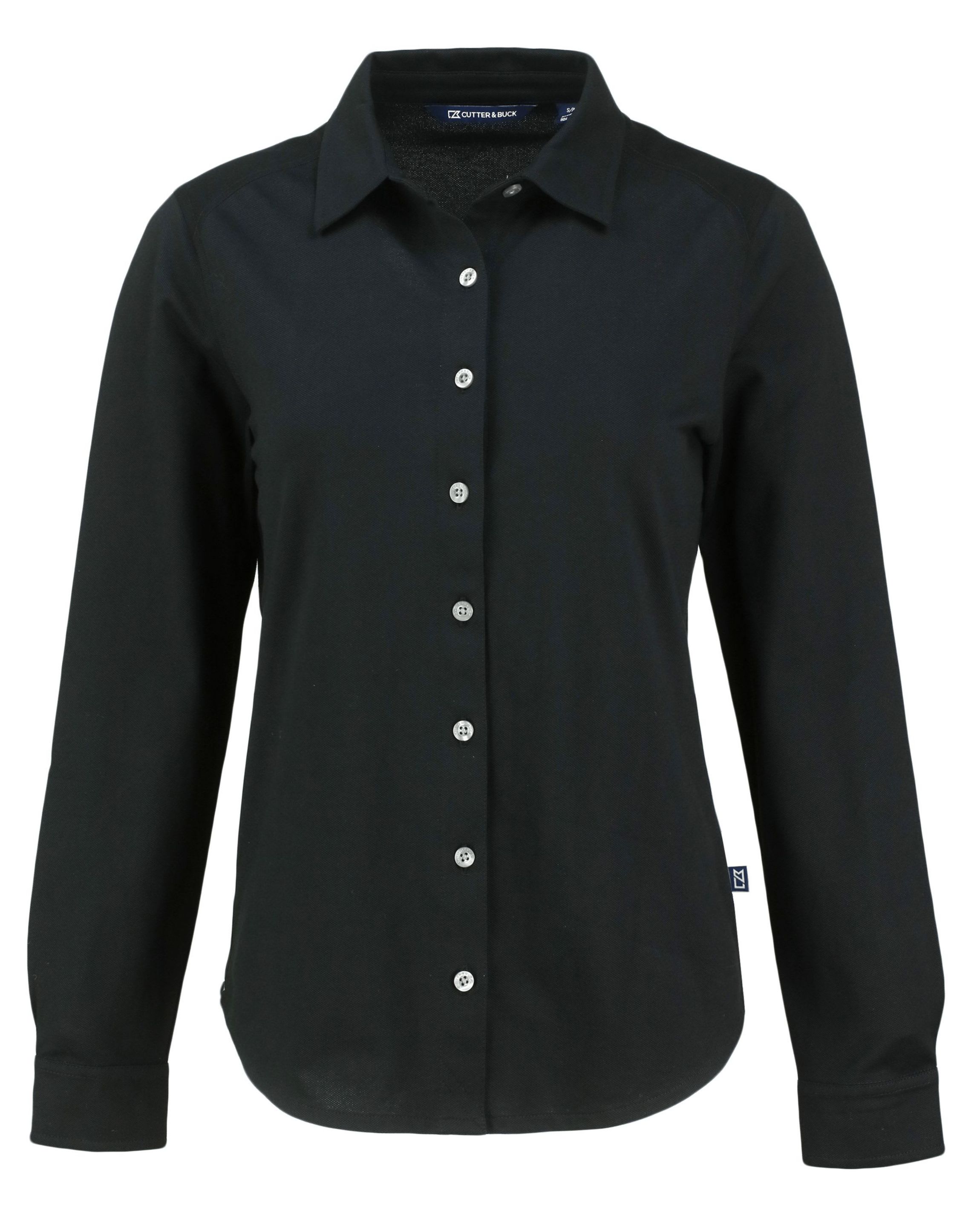 Cutter & Buck Advantage Tri-Blend Eco Soft Pique Long Sleeve Knitted Womens Button Down
