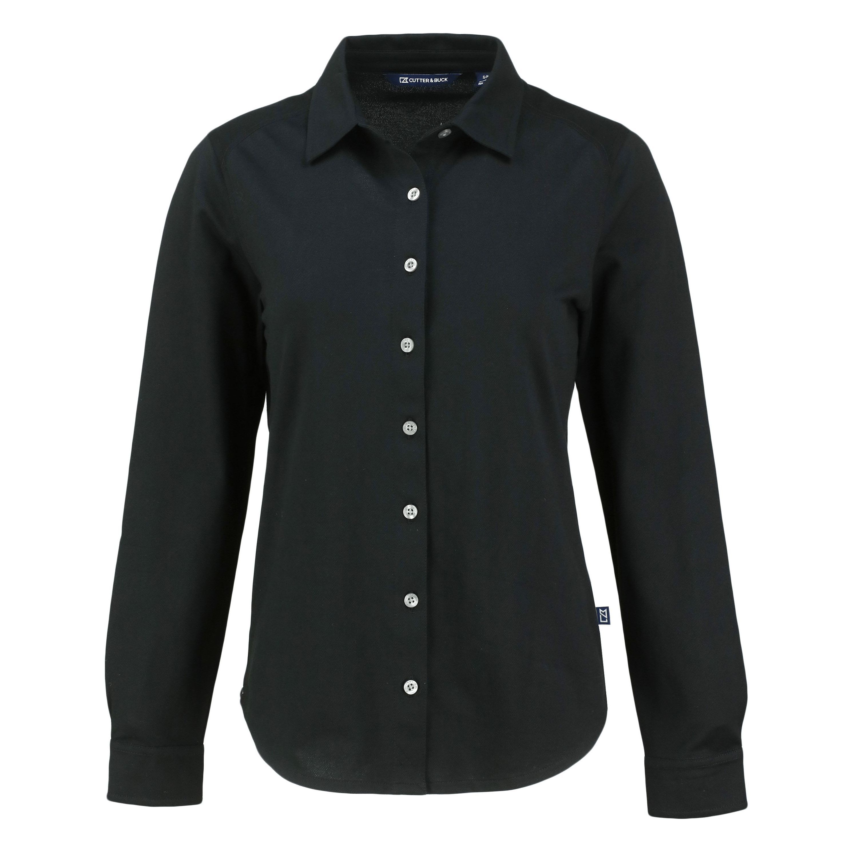 Cutter & Buck Advantage Tri-Blend Eco Soft Pique Long Sleeve Knitted Womens Button Down
