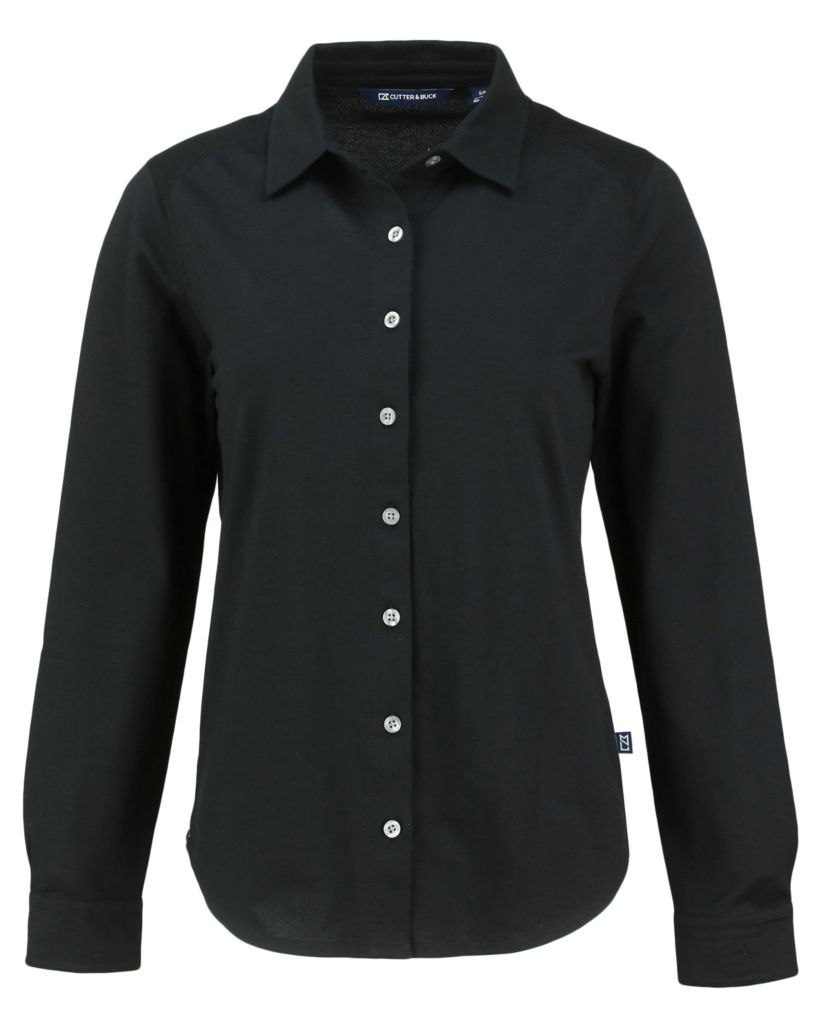 Cutter & Buck Advantage Tri-Blend Eco Soft Pique Long Sleeve Knitted Womens Button Down