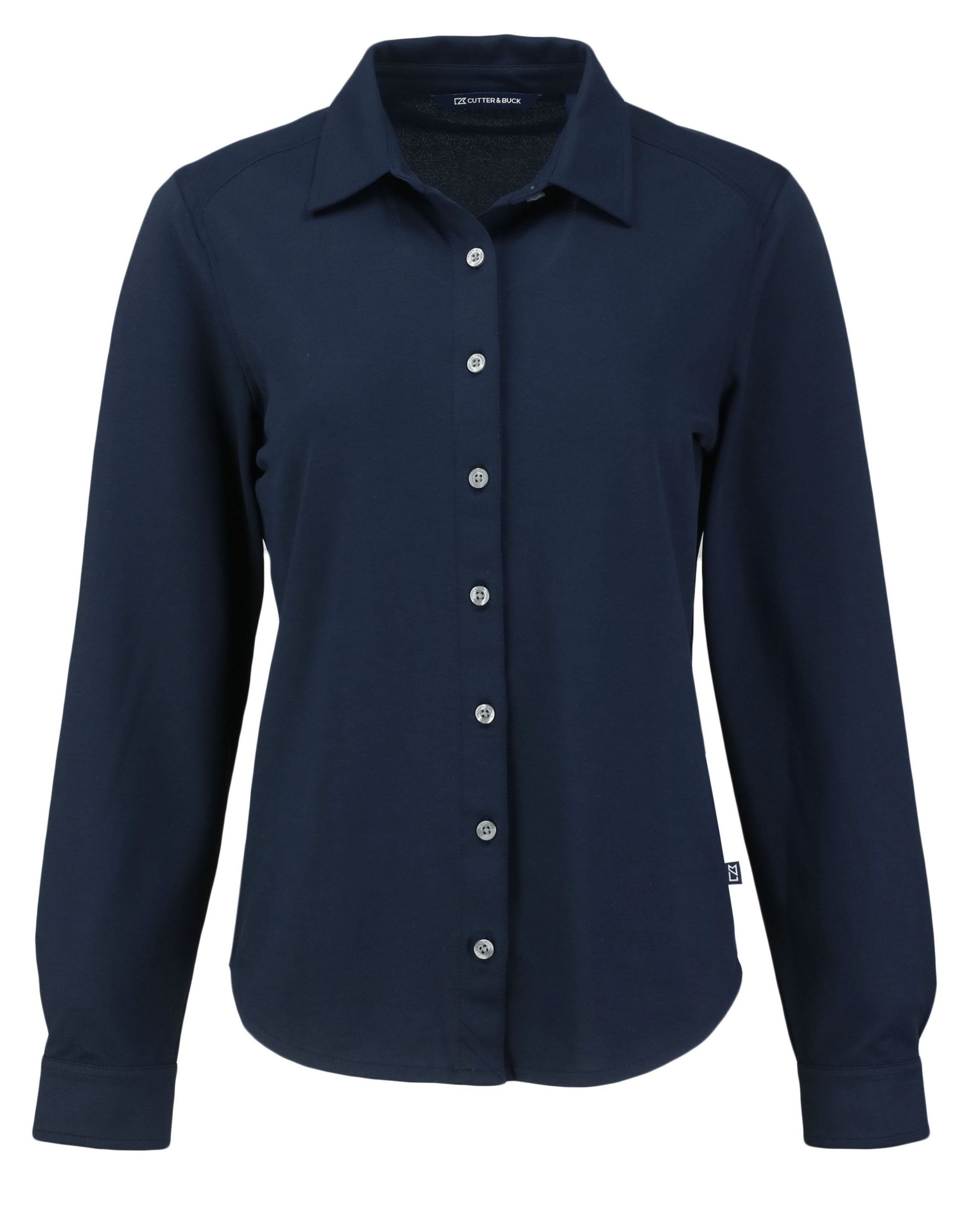 Cutter & Buck Advantage Tri-Blend Eco Soft Pique Long Sleeve Knitted Womens Button Down