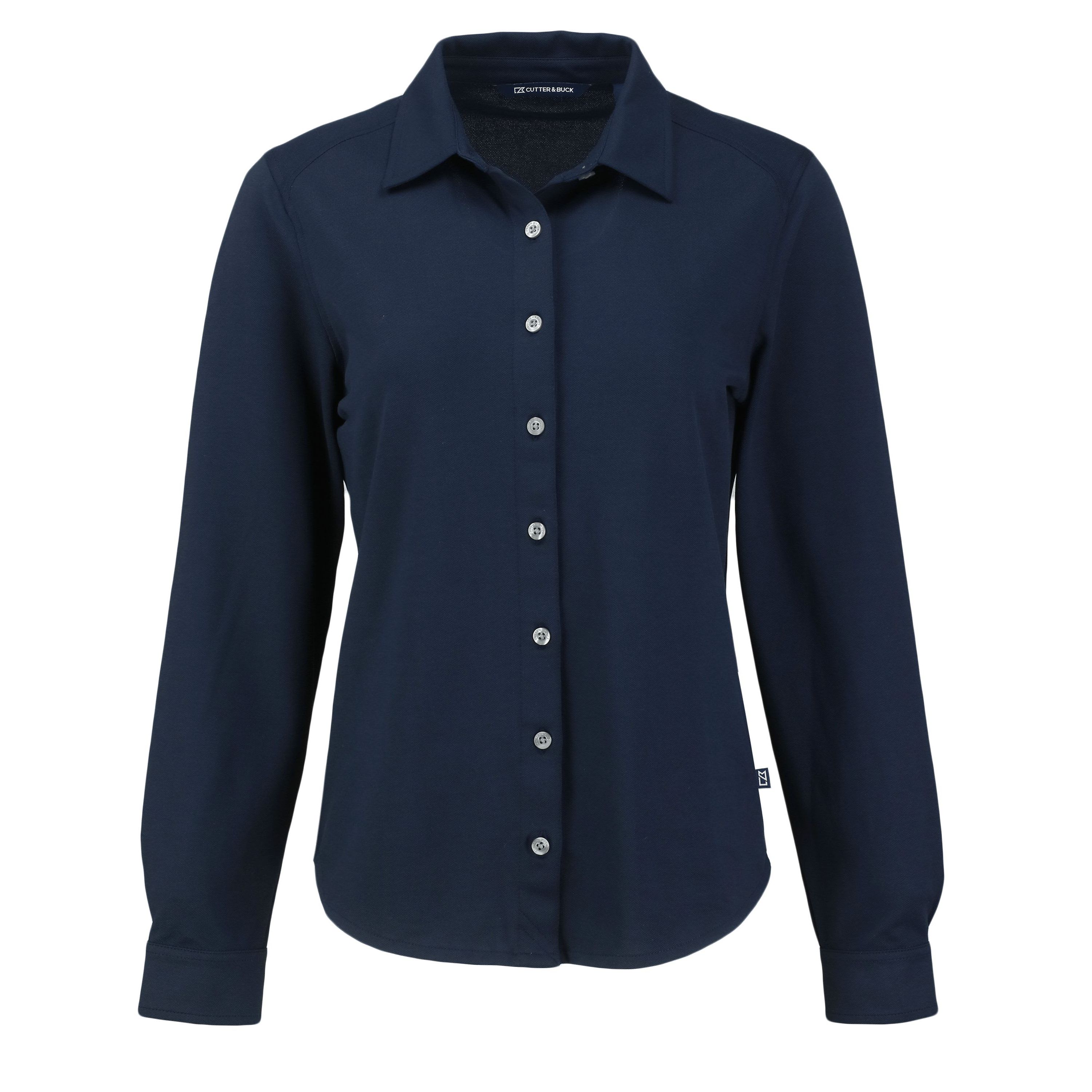 Cutter & Buck Advantage Tri-Blend Eco Soft Pique Long Sleeve Knitted Womens Button Down