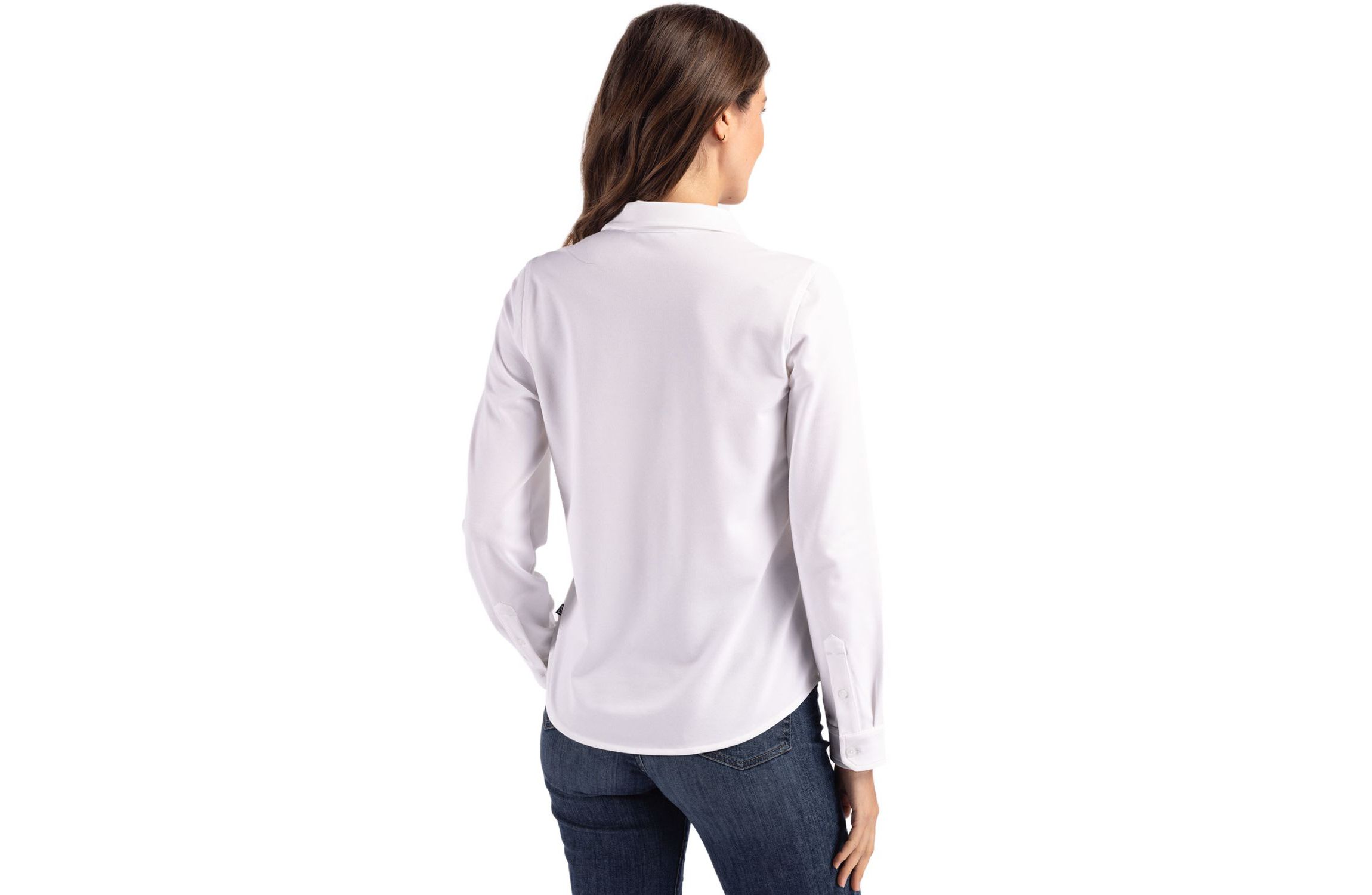 Cutter & Buck Advantage Tri-Blend Eco Soft Pique Long Sleeve Knitted Womens Button Down