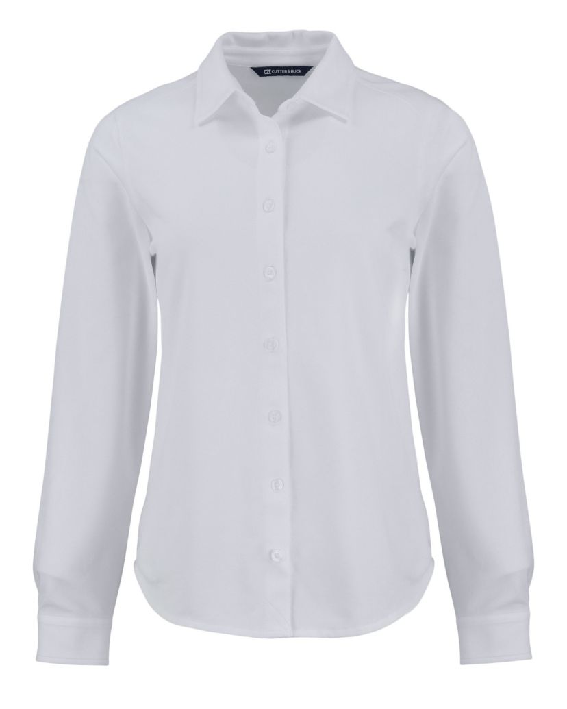 Cutter & Buck Advantage Tri-Blend Eco Soft Pique Long Sleeve Knitted Womens Button Down