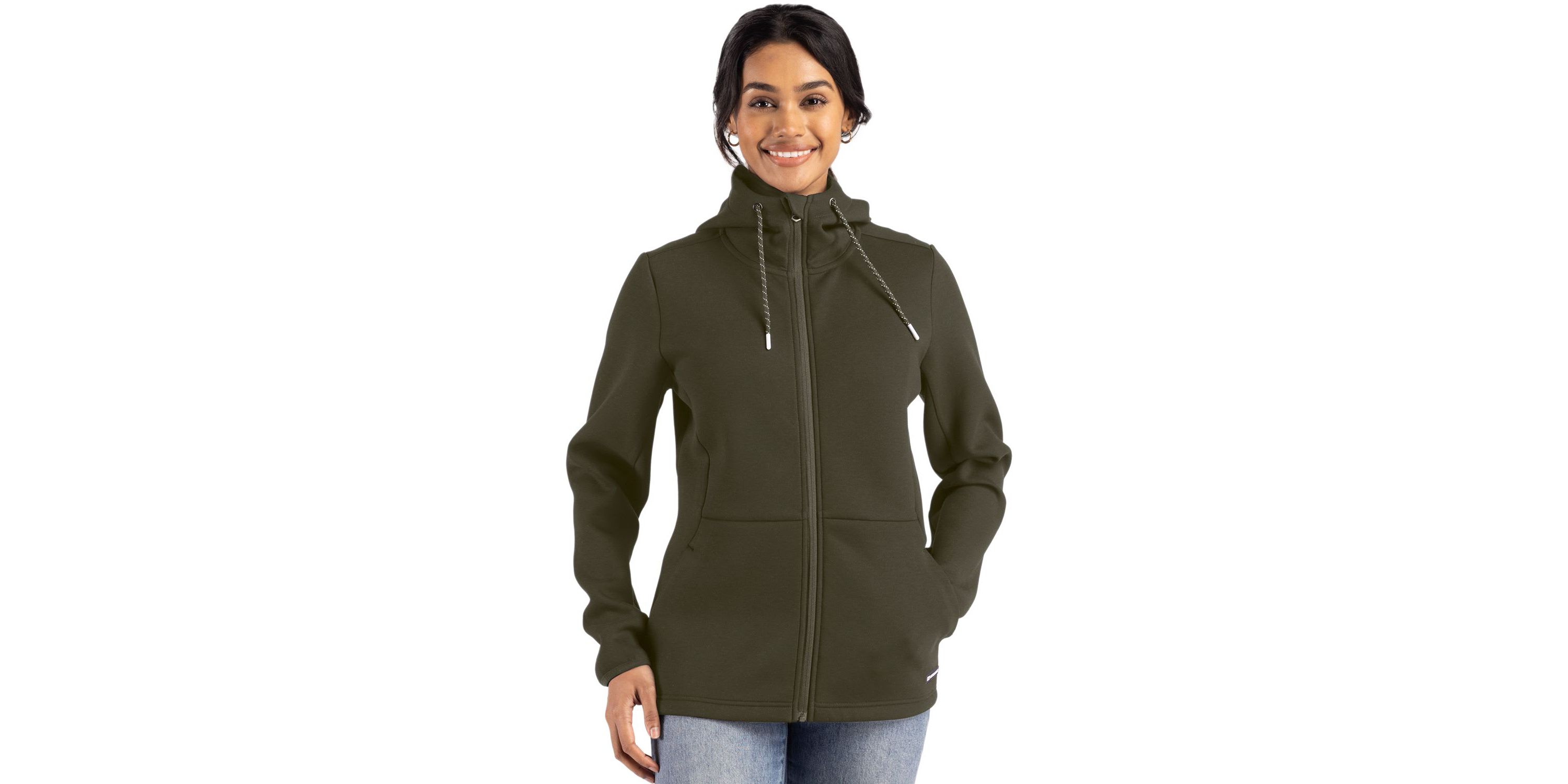Cutter & Buck Roam Epic Comfort Recycled Womens Full Zip Hooded Jacket