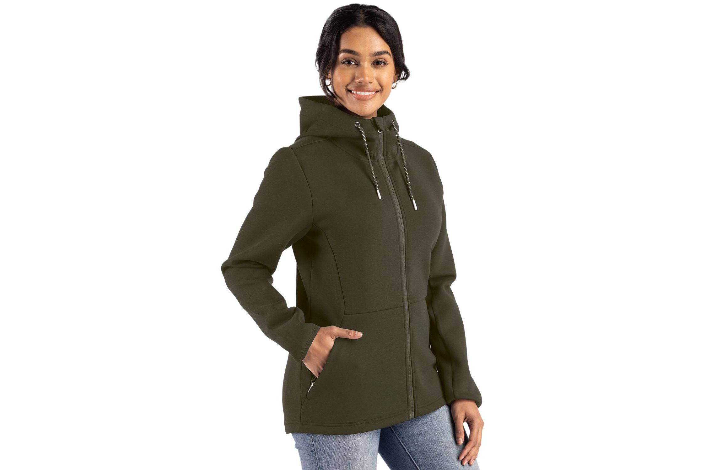 Cutter & Buck Roam Epic Comfort Recycled Womens Full Zip Hooded Jacket