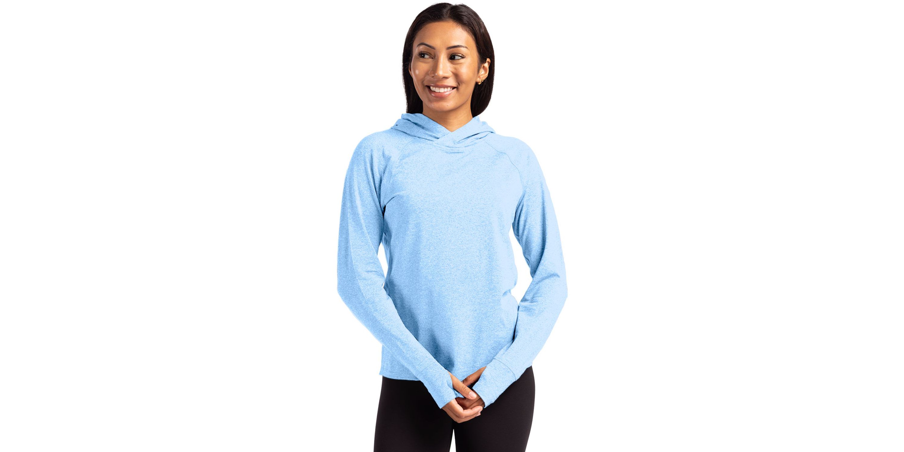 Cutter & Buck Adapt Knit Recycled Womens Heathered Hooded Pullover